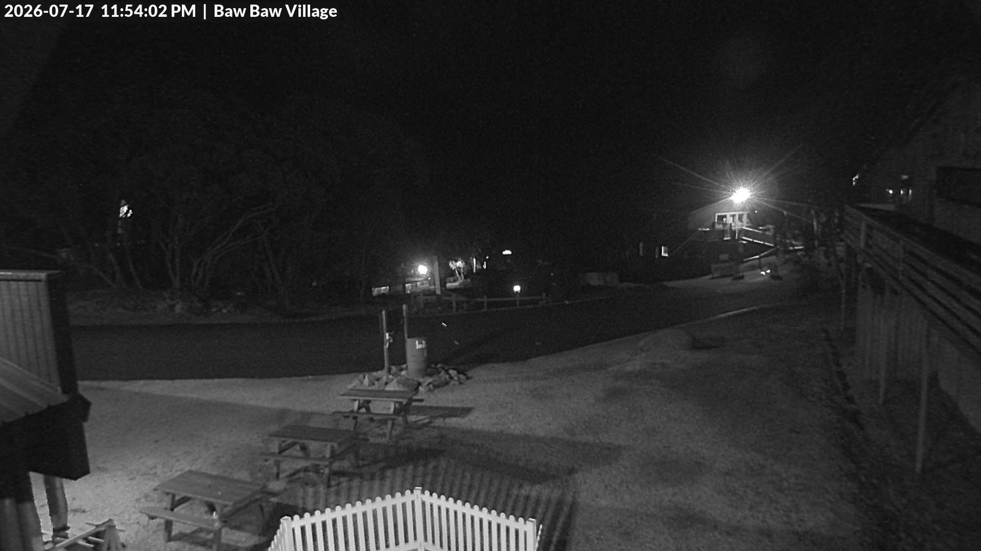 Mt Baw Baw Baw Baw Village snow cam captured at 17 July 2026 at 11:56 pm AEST