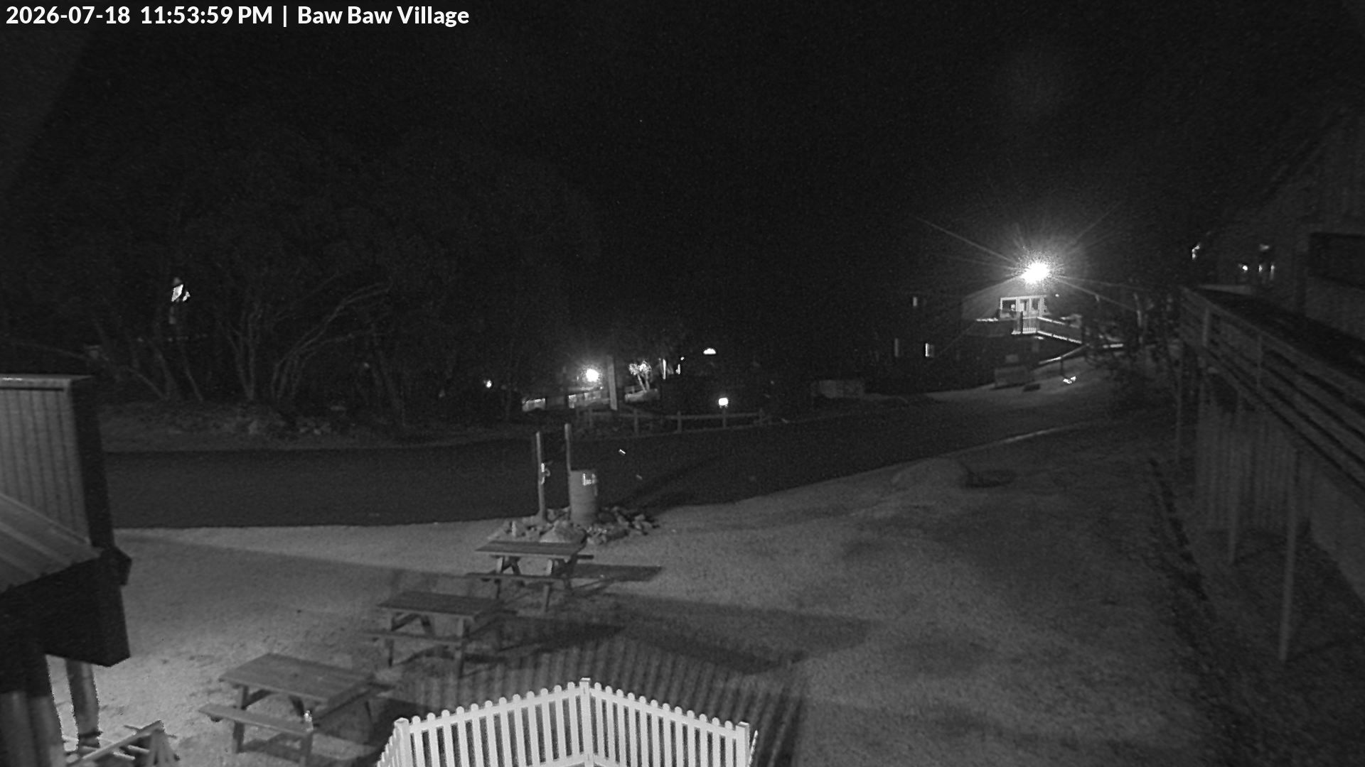 Mt Baw Baw Baw Baw Village snow cam captured at 18 July 2026 at 11:57 pm AEST