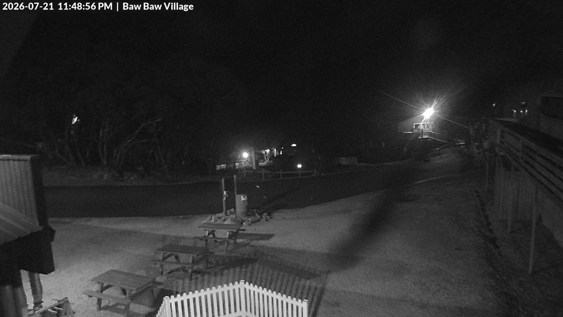 Mt Baw Baw Baw Baw Village snow cam captured at 21 July 2026 at 11:49 pm AEST
