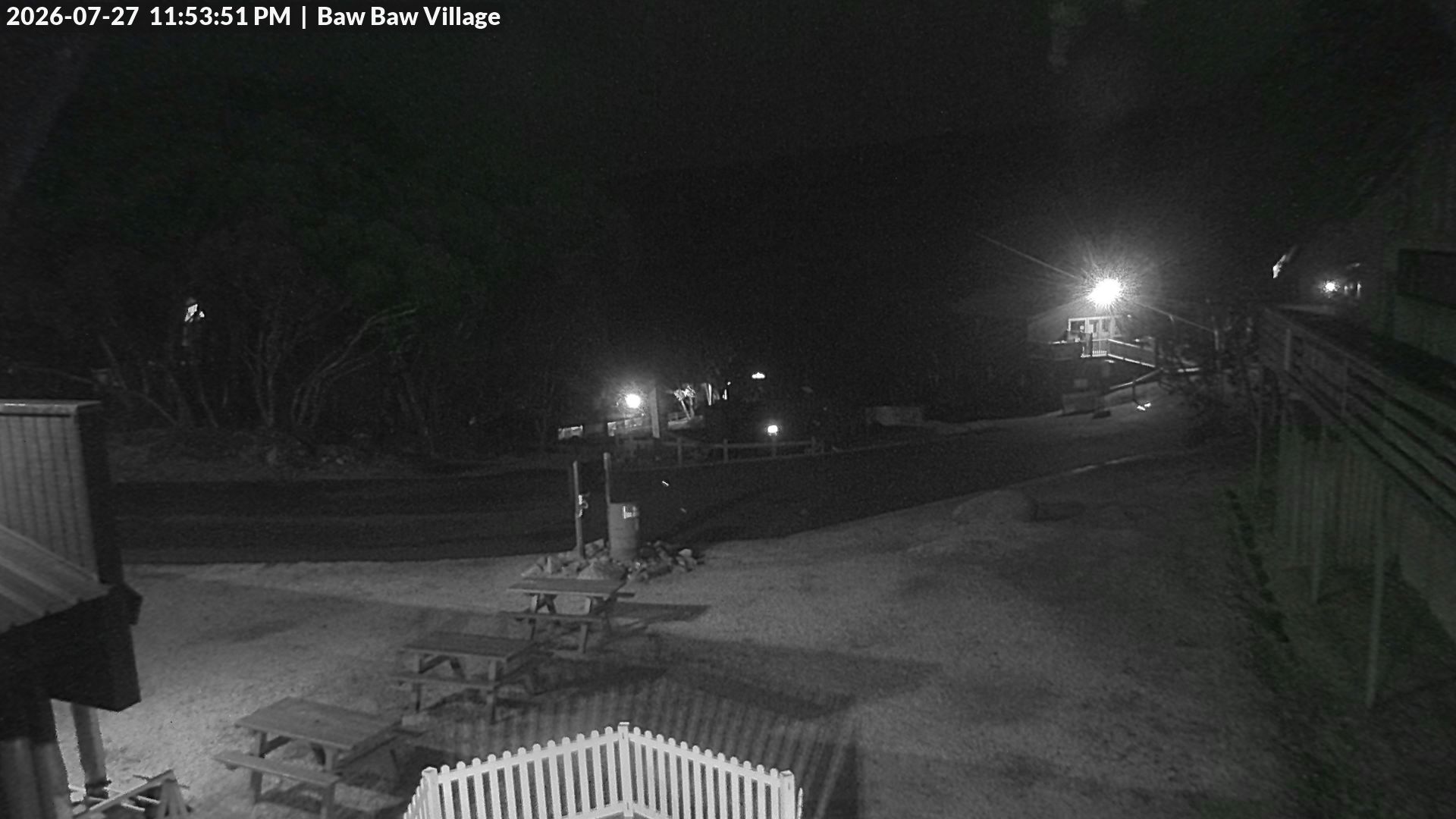 Mt Baw Baw Baw Baw Village snow cam captured at 27 July 2026 at 11:56 pm AEST