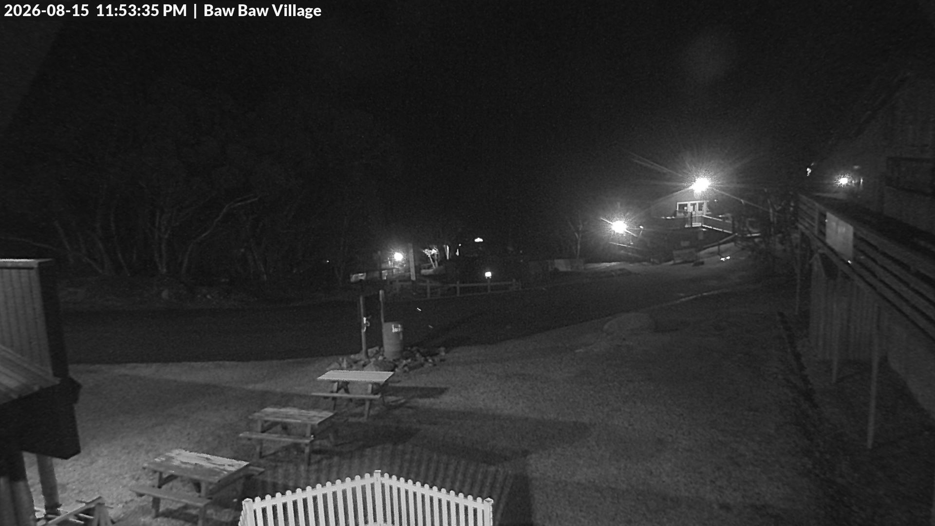 Mt Baw Baw Baw Baw Village snow cam captured at 15 August 2026 at 11:56 pm AEST