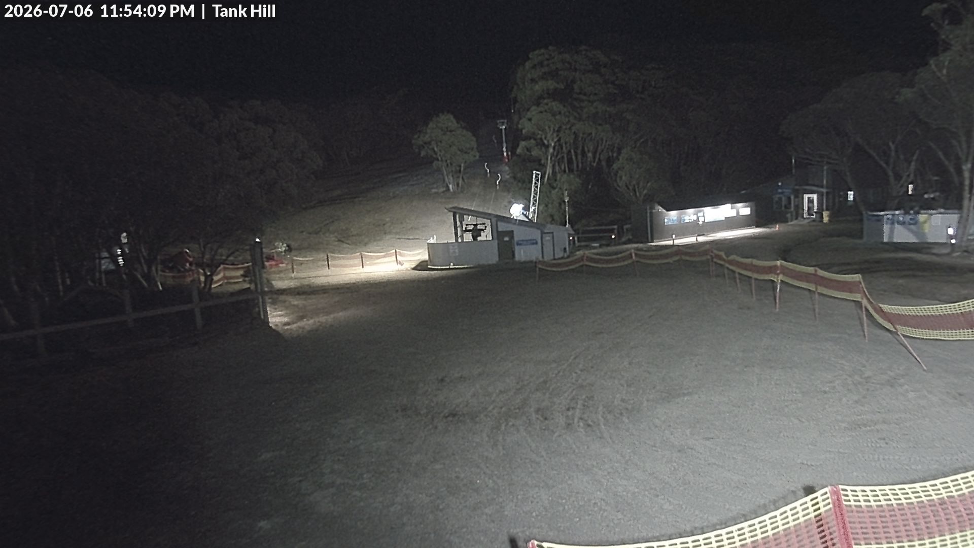 Mt Baw Baw Tank Hill snow cam captured at 6 July 2026 at 11:56 pm AEST
