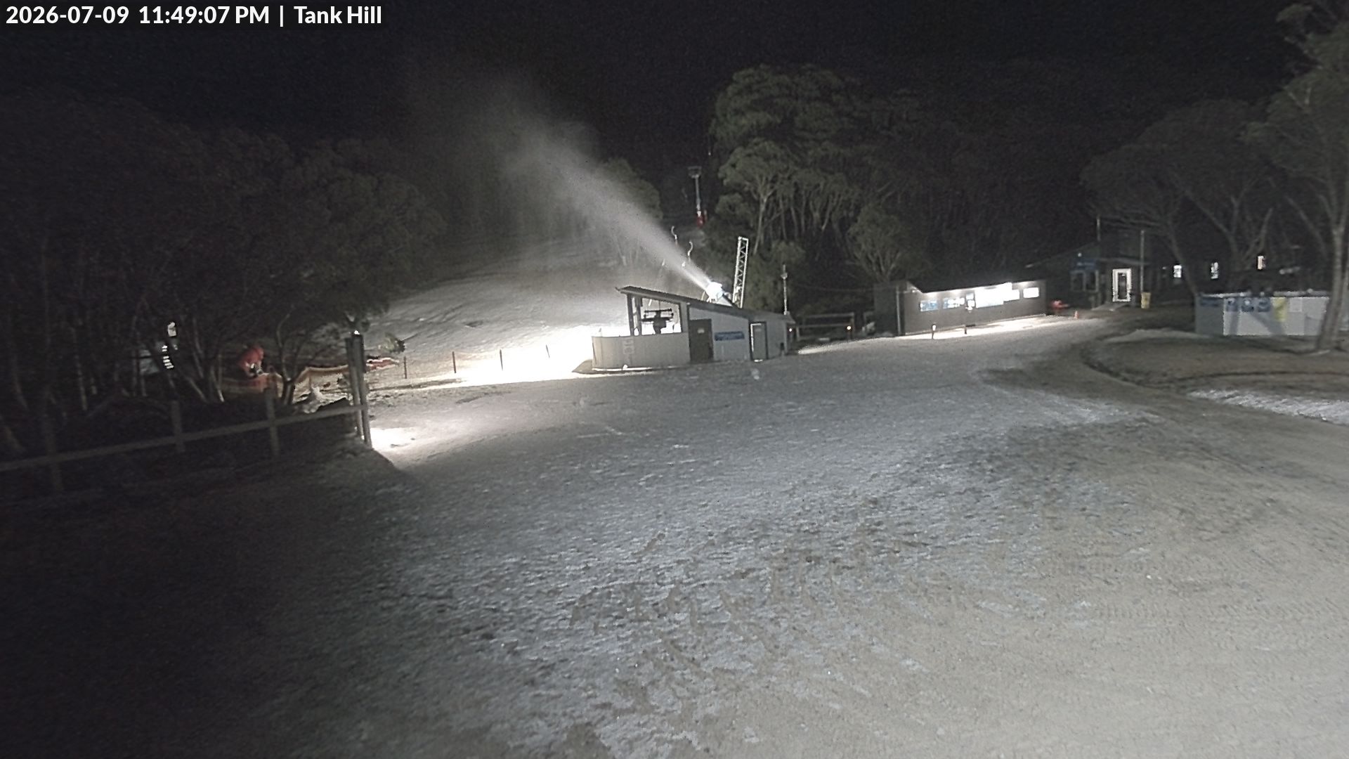 Mt Baw Baw Tank Hill snow cam captured at 9 July 2026 at 11:51 pm AEST