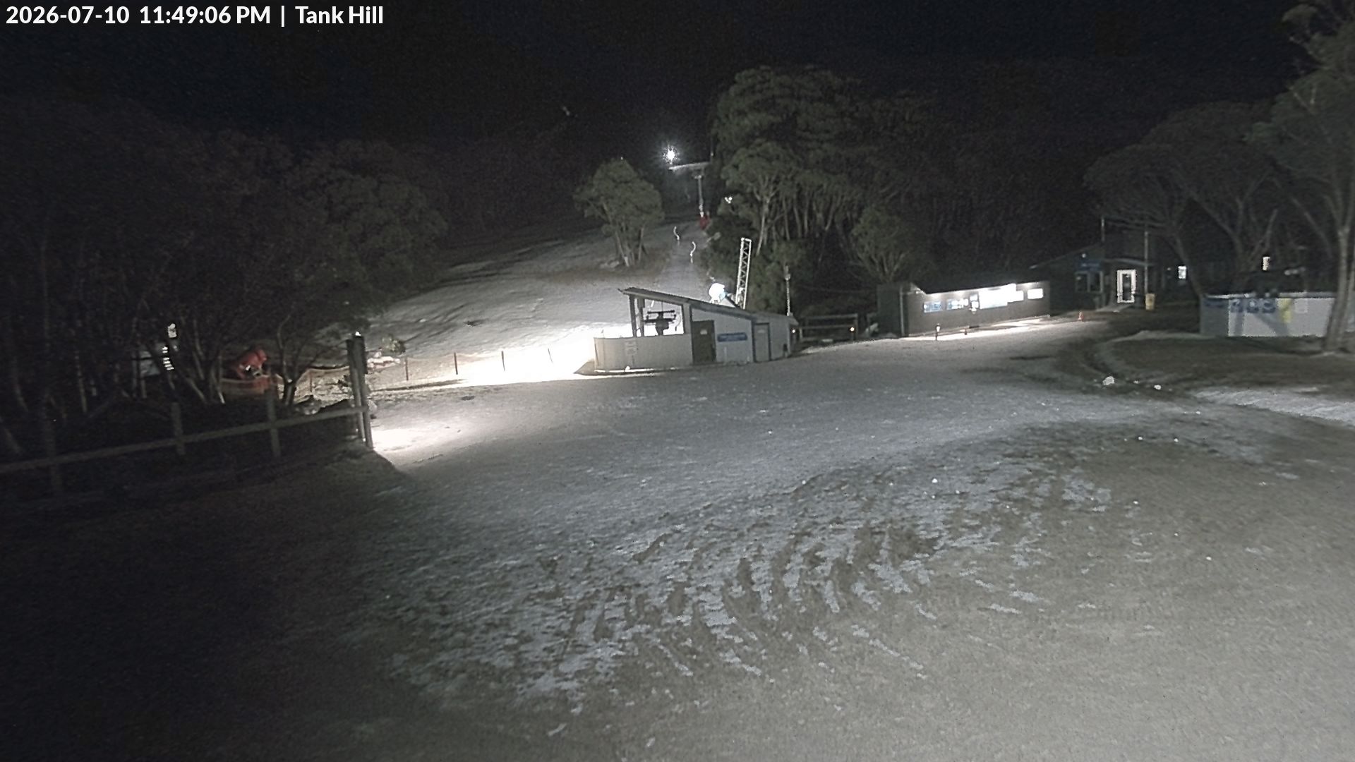 Mt Baw Baw Tank Hill snow cam captured at 10 July 2026 at 11:52 pm AEST
