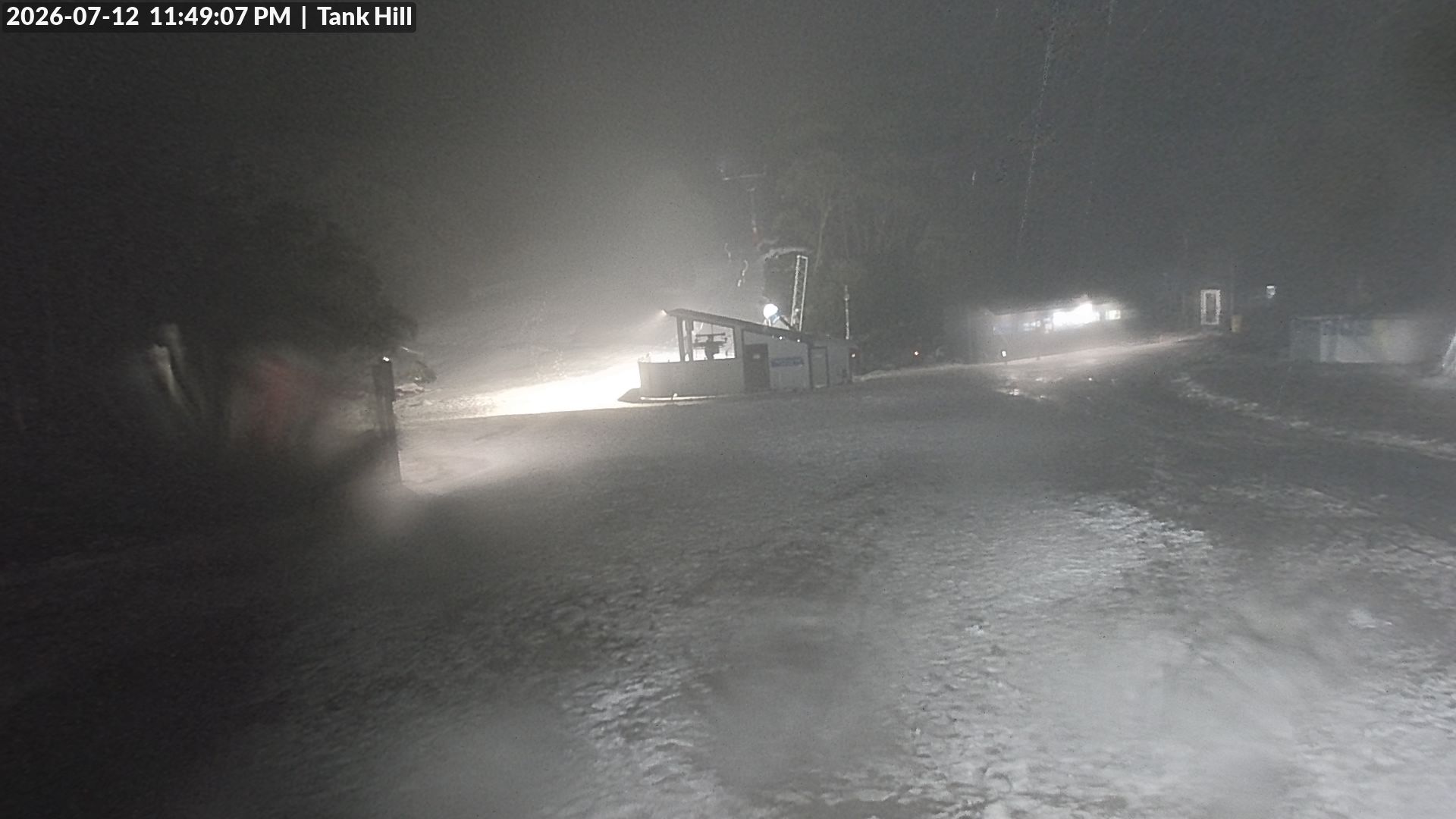 Mt Baw Baw Tank Hill snow cam captured at 12 July 2026 at 11:53 pm AEST