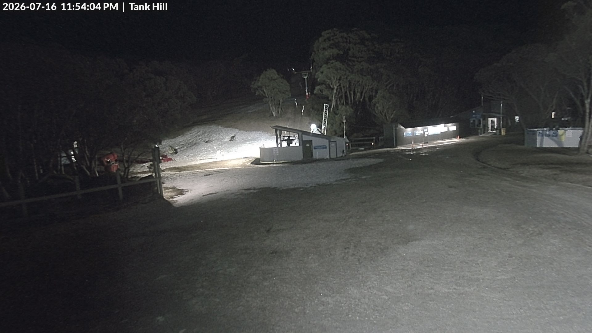 Mt Baw Baw Tank Hill snow cam captured at 16 July 2026 at 11:55 pm AEST