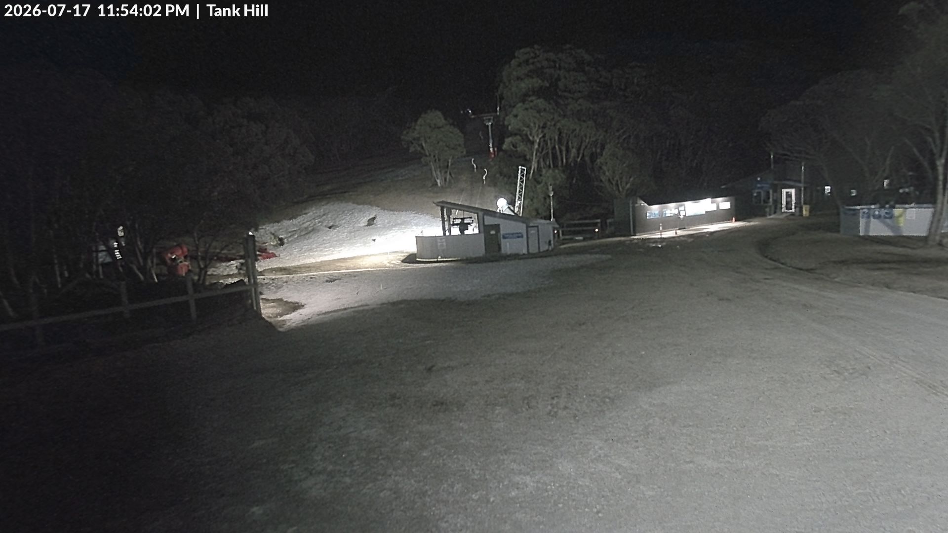 Mt Baw Baw Tank Hill snow cam captured at 17 July 2026 at 11:56 pm AEST