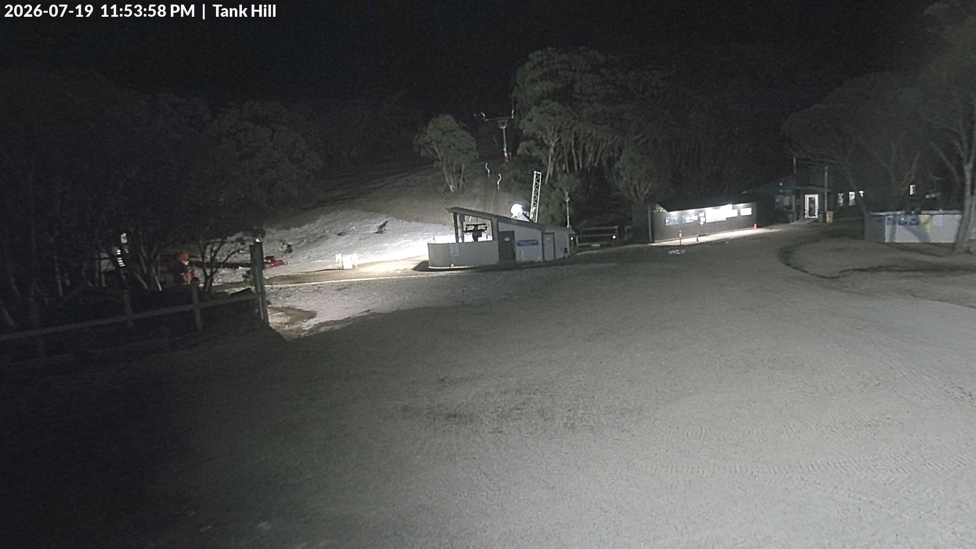 Mt Baw Baw Tank Hill snow cam captured at 19 July 2026 at 11:58 pm AEST