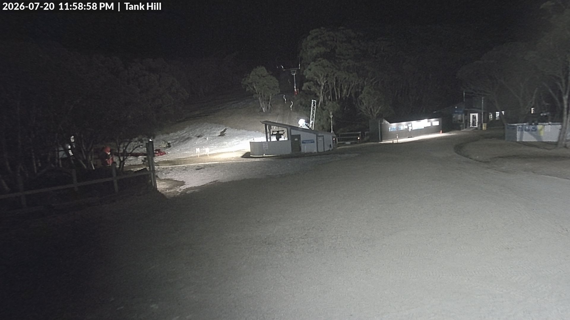 Mt Baw Baw Tank Hill snow cam captured at 20 July 2026 at 11:59 pm AEST
