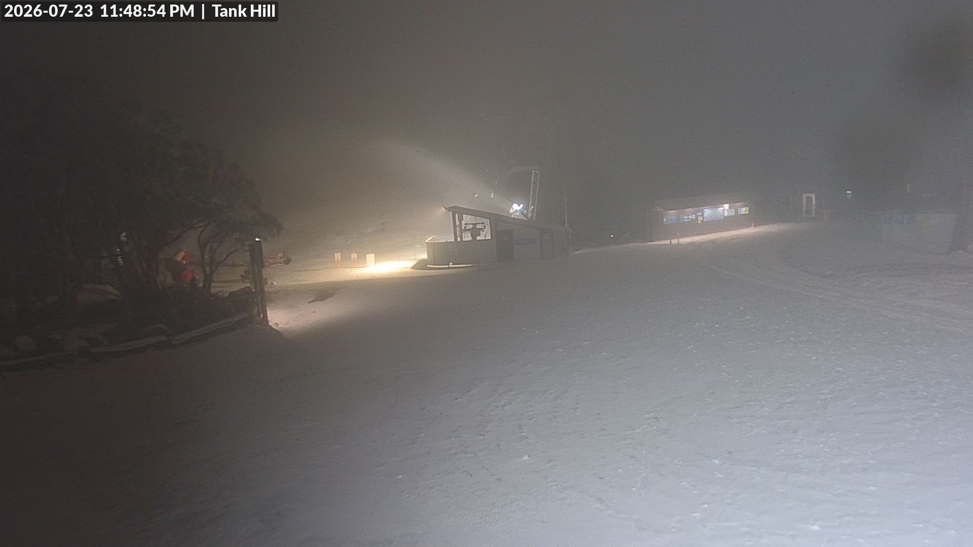Mt Baw Baw Tank Hill snow cam captured at 23 July 2026 at 11:52 pm AEST