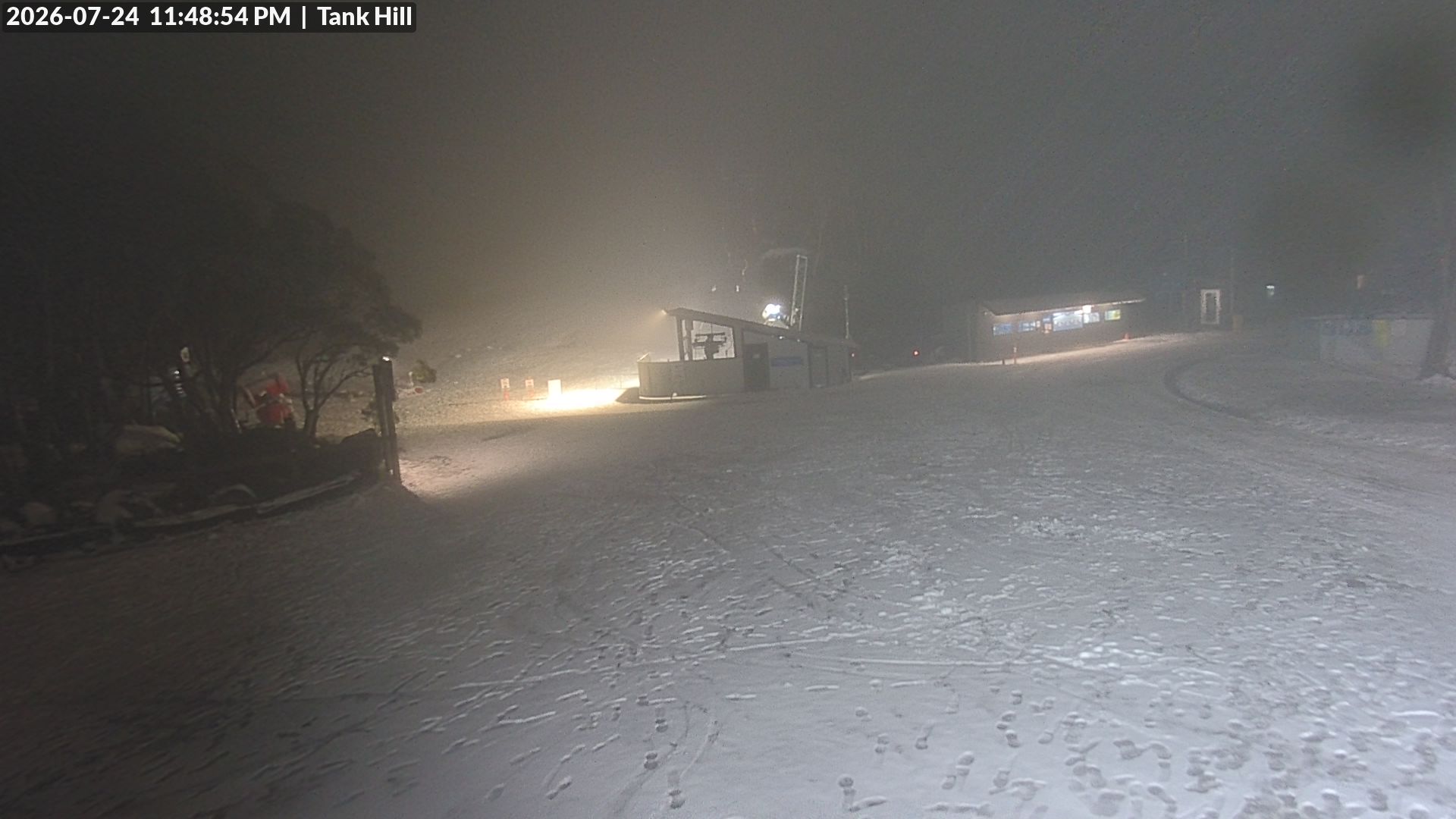 Mt Baw Baw Tank Hill snow cam captured at 24 July 2026 at 11:53 pm AEST