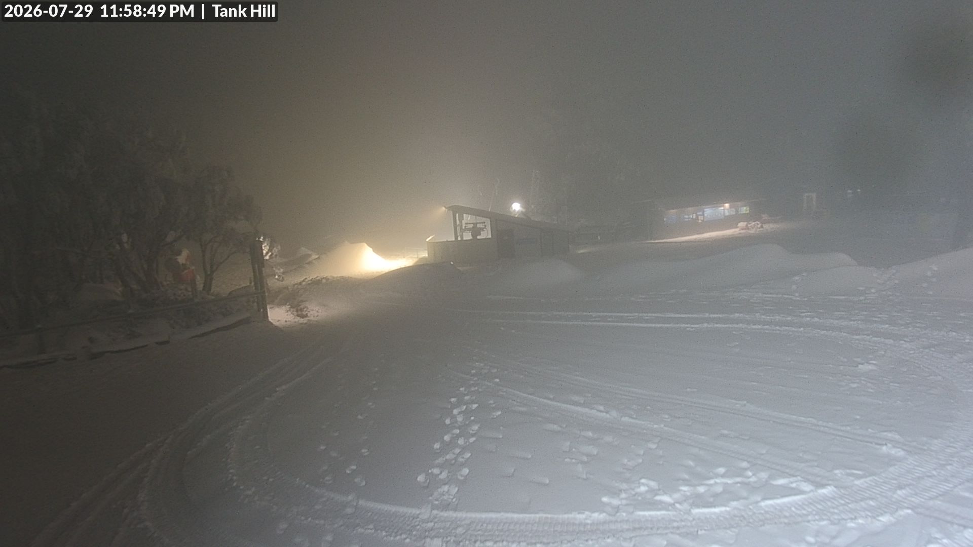 Mt Baw Baw Tank Hill snow cam captured at 29 July 2026 at 11:59 pm AEST