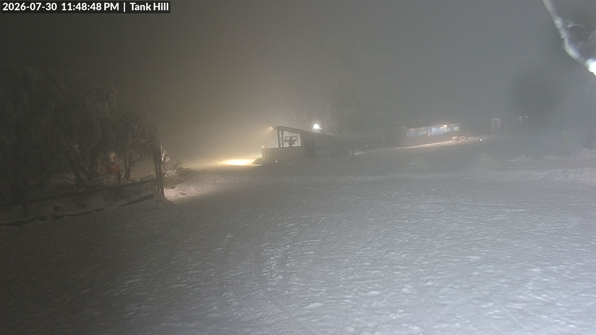 Mt Baw Baw Tank Hill snow cam captured at 30 July 2026 at 11:49 pm AEST