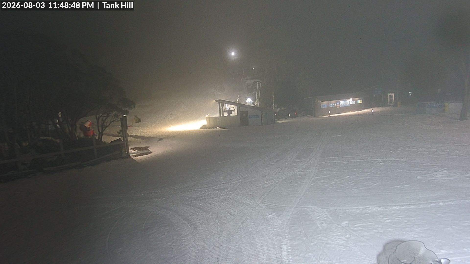 Mt Baw Baw Tank Hill snow cam captured at 3 August 2026 at 11:53 pm AEST