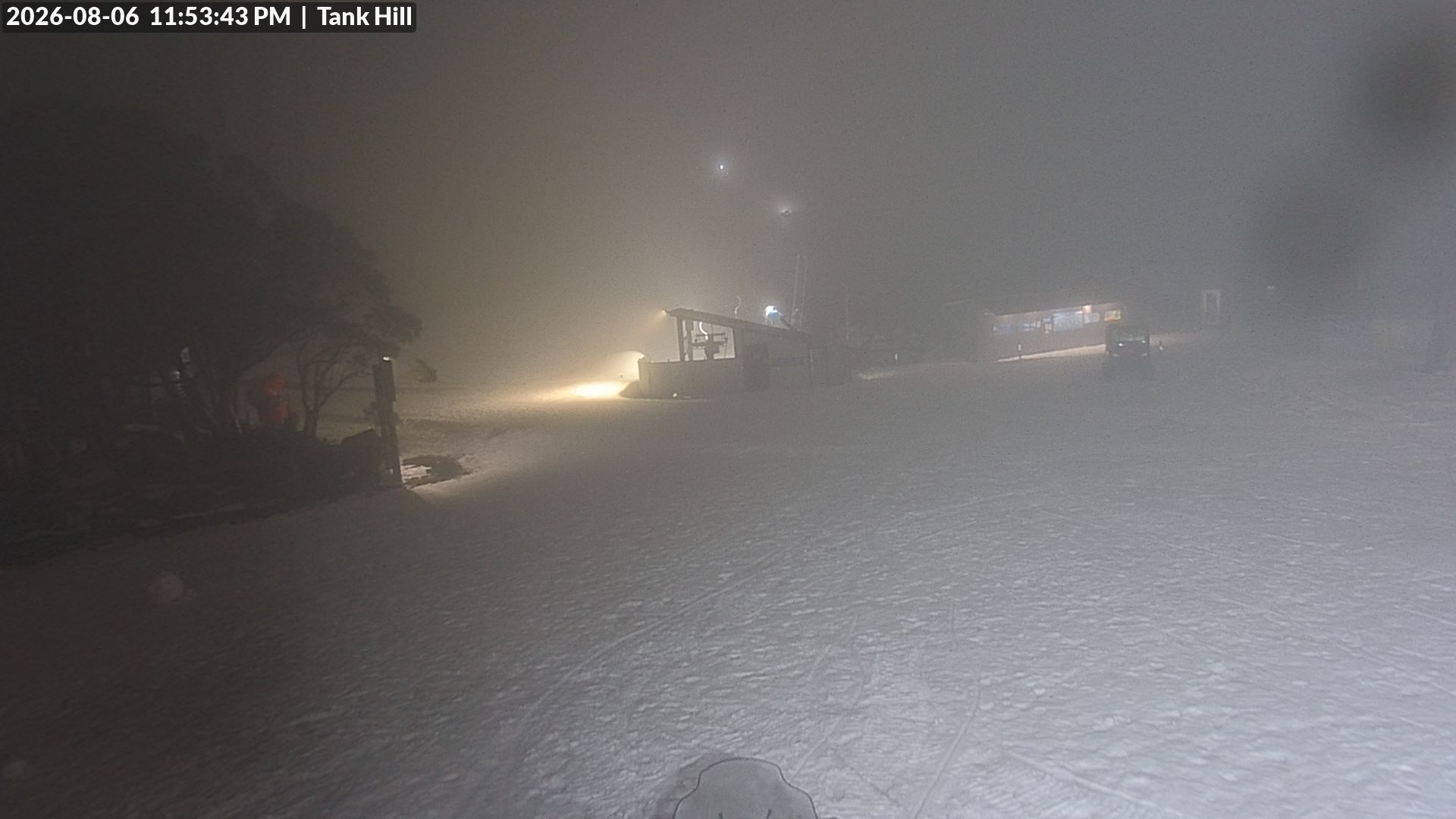 Mt Baw Baw Tank Hill snow cam captured at 6 August 2026 at 11:56 pm AEST