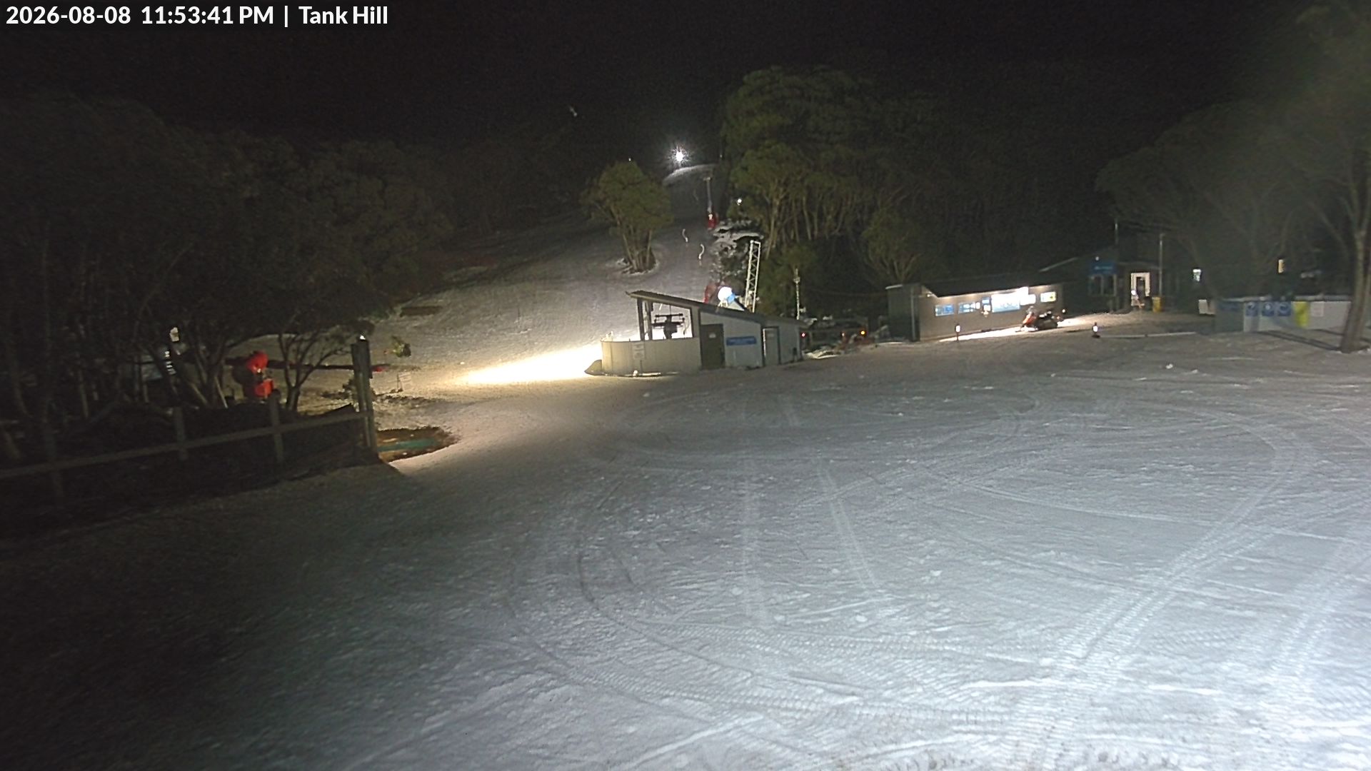 Mt Baw Baw Tank Hill snow cam captured at 8 August 2026 at 11:58 pm AEST