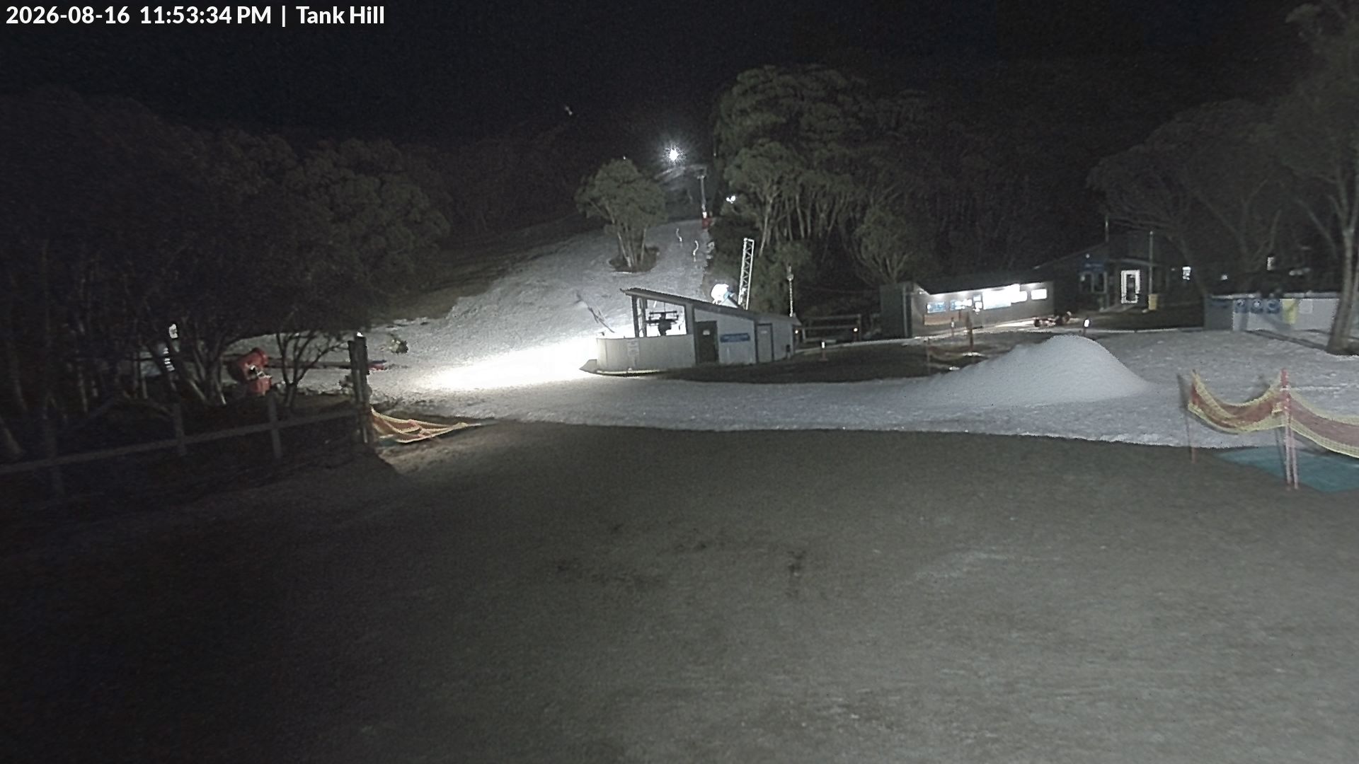 Mt Baw Baw Tank Hill snow cam captured at 16 August 2026 at 11:57 pm AEST