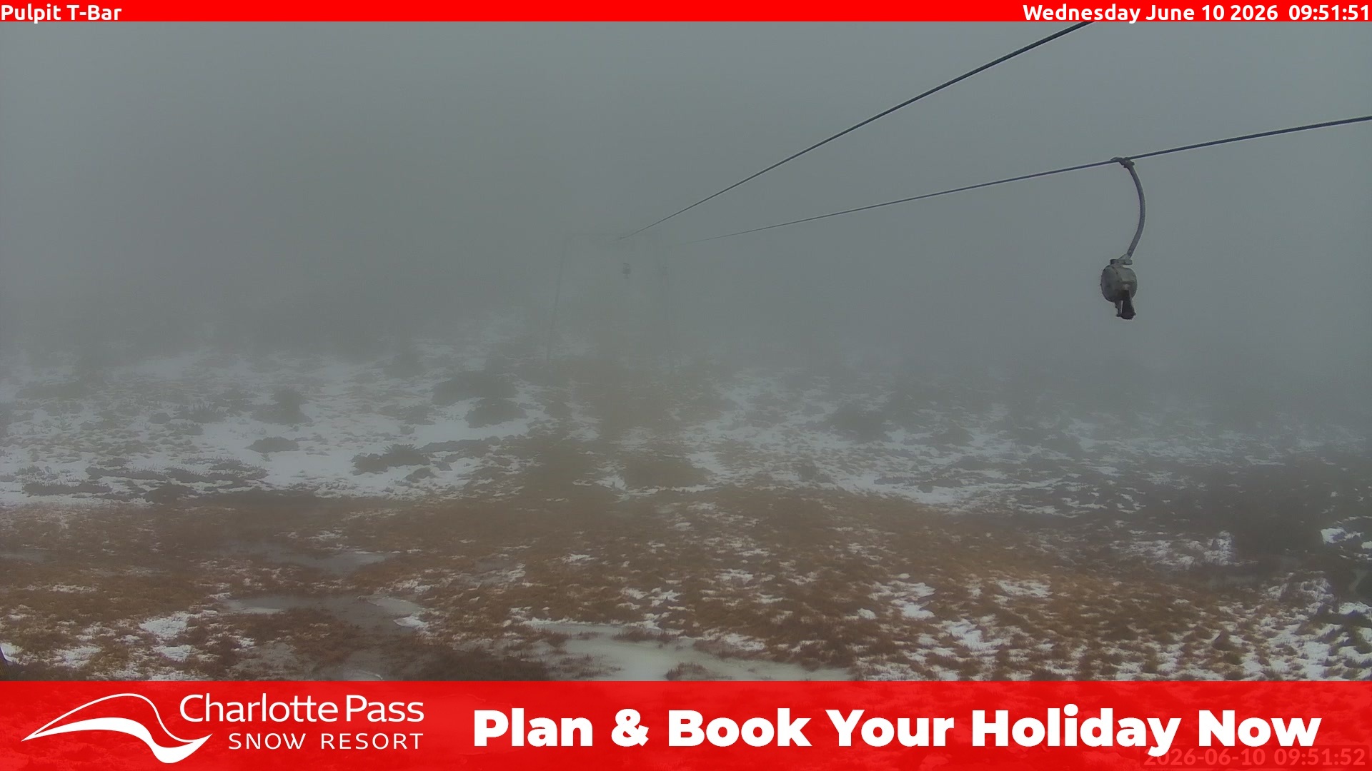 Charlotte Pass Pulpit T-Bar snow cam captured at 9 June 2026, 11:54 pm