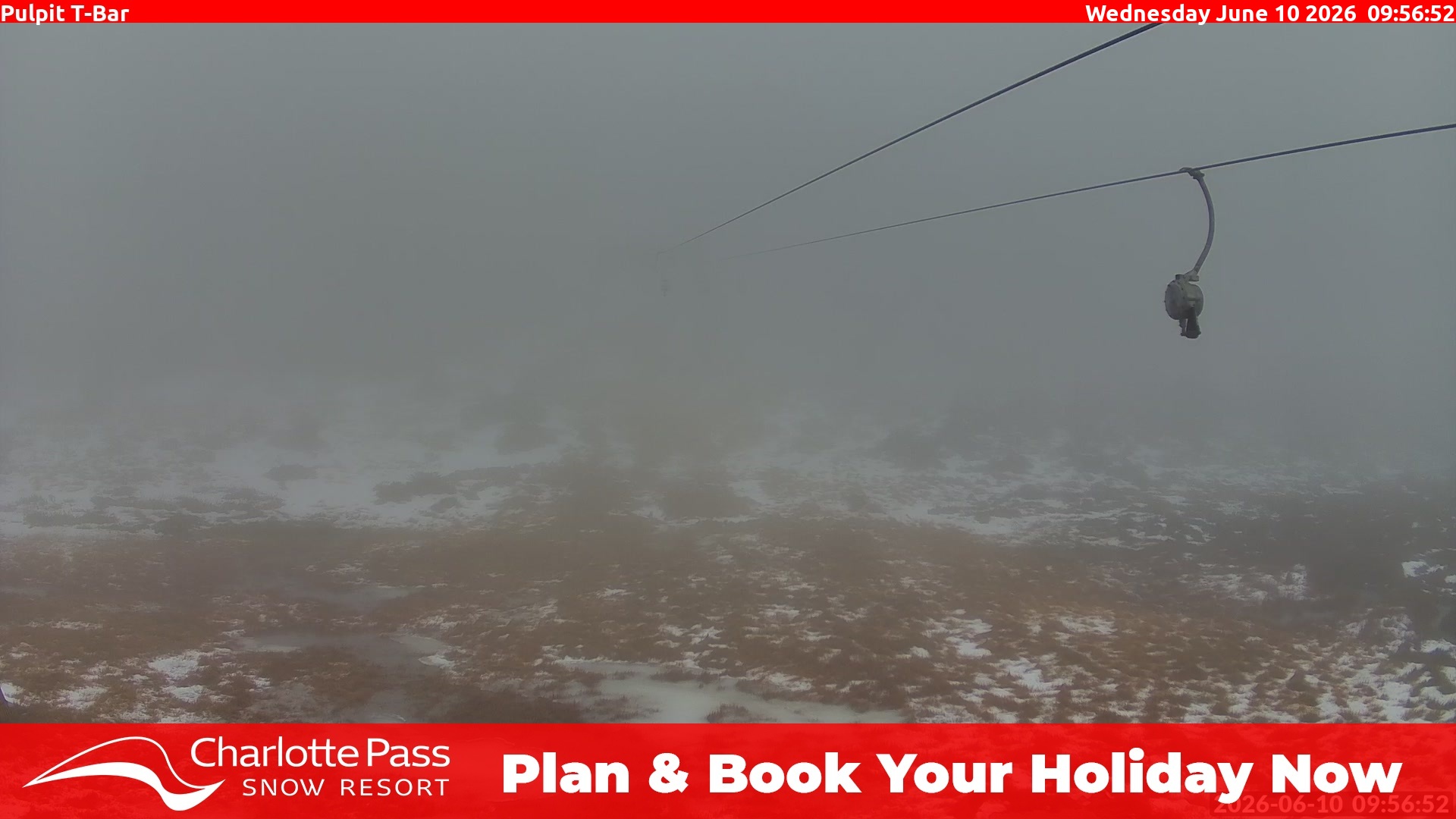 Charlotte Pass Pulpit T-Bar snow cam captured at 10 June 2026, 12:00 am