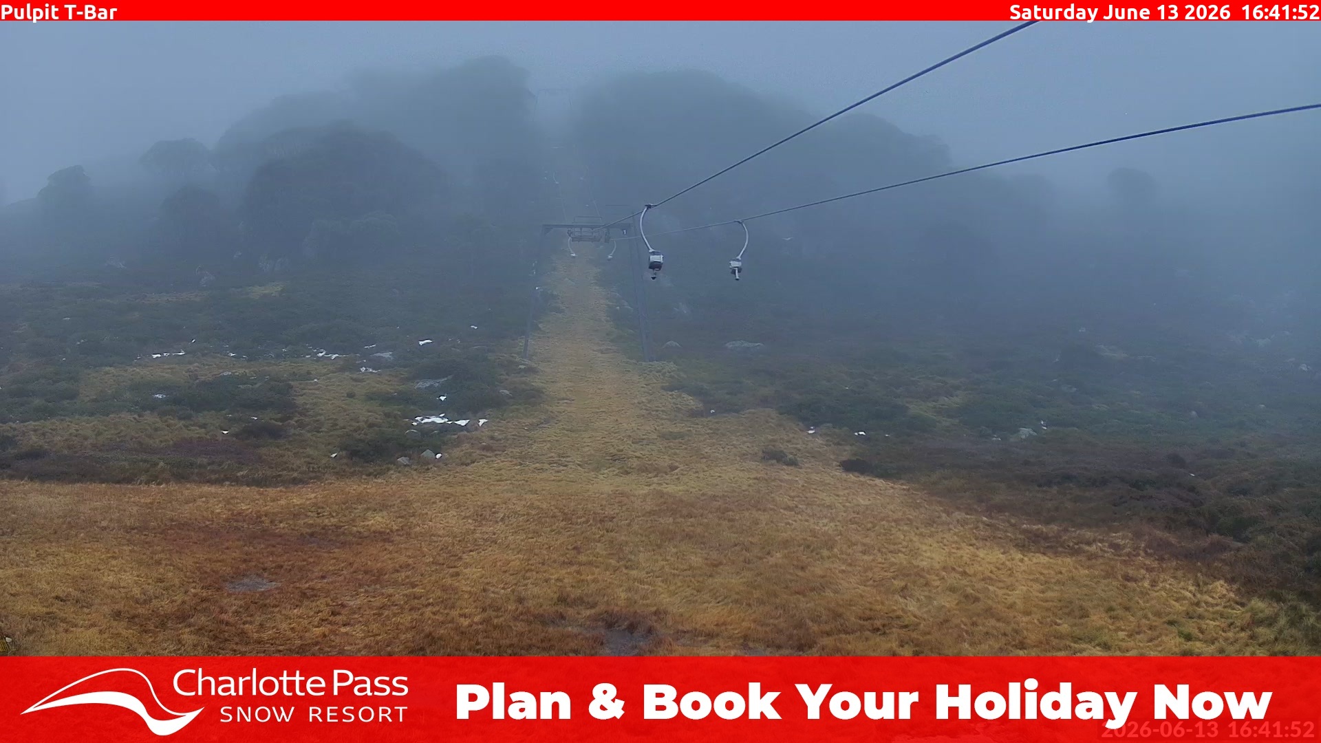 Charlotte Pass Pulpit T-Bar snow cam captured at 13 June 2026, 6:44 am