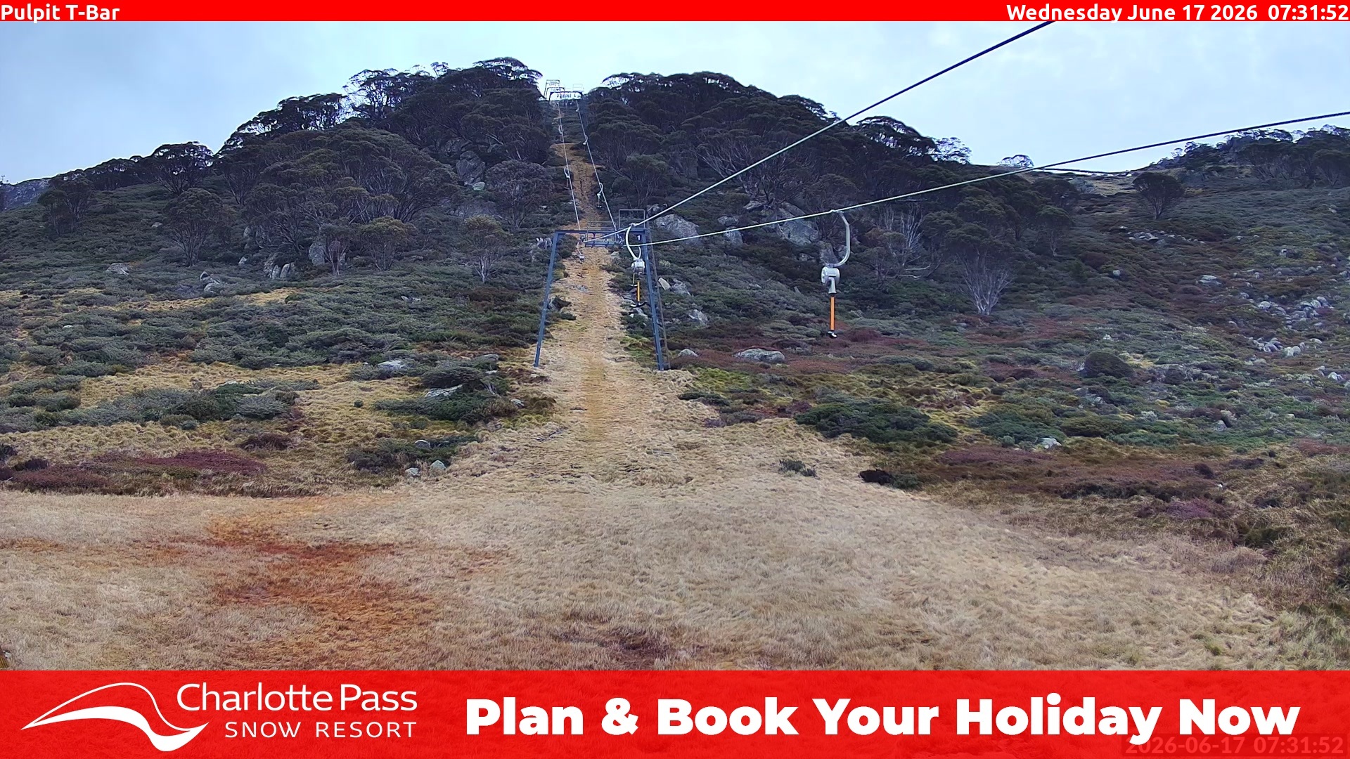 Charlotte Pass Pulpit T-Bar snow cam captured at 16 June 2026, 9:36 pm
