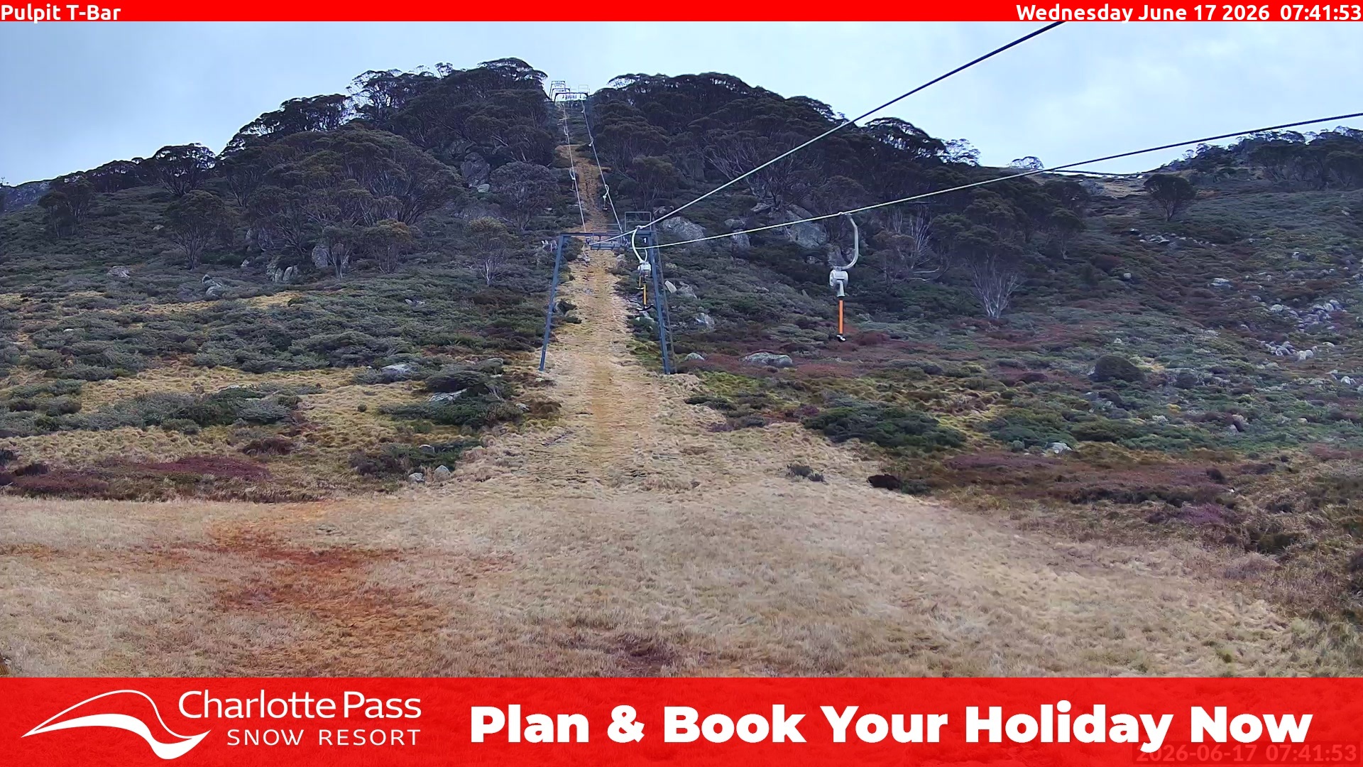 Charlotte Pass Pulpit T-Bar snow cam captured at 16 June 2026, 9:42 pm