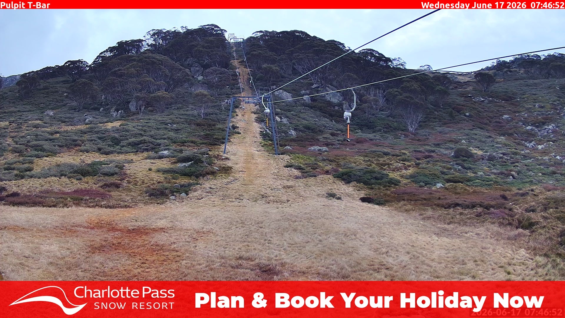 Charlotte Pass Pulpit T-Bar snow cam captured at 16 June 2026, 9:48 pm