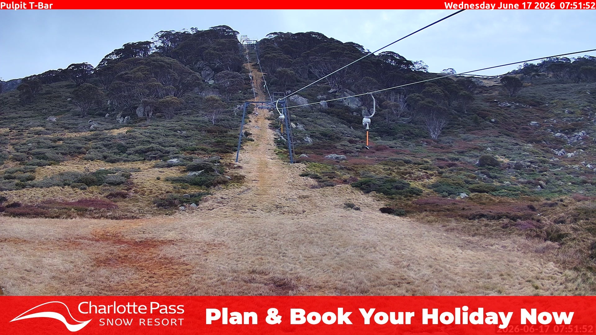 Charlotte Pass Pulpit T-Bar snow cam captured at 16 June 2026, 9:54 pm