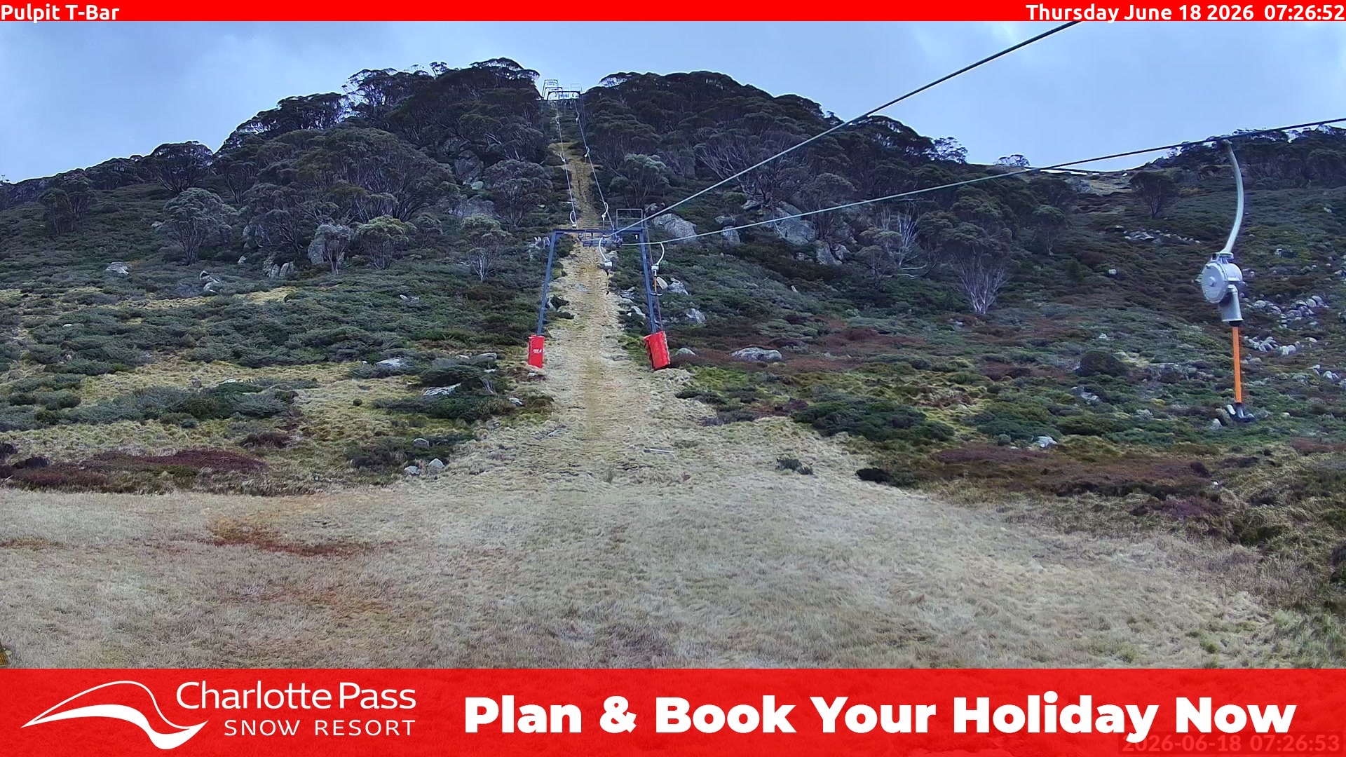 Charlotte Pass Pulpit T-Bar snow cam captured at 17 June 2026, 9:30 pm