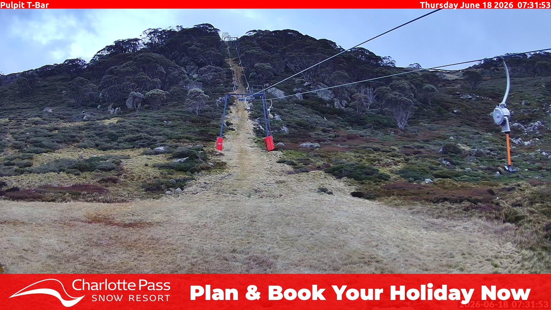 Charlotte Pass Pulpit T-Bar snow cam captured at 17 June 2026, 9:36 pm