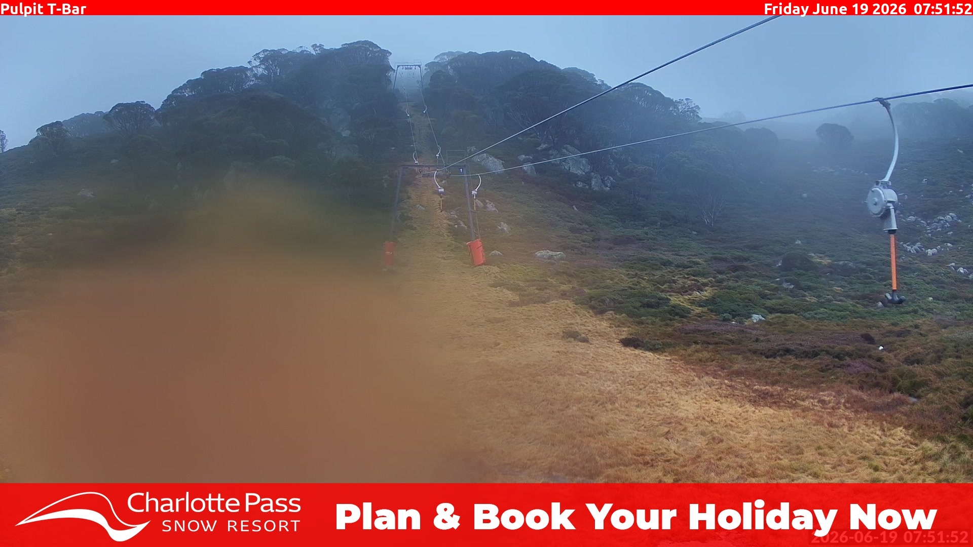 Charlotte Pass Pulpit T-Bar snow cam captured at 18 June 2026, 9:53 pm