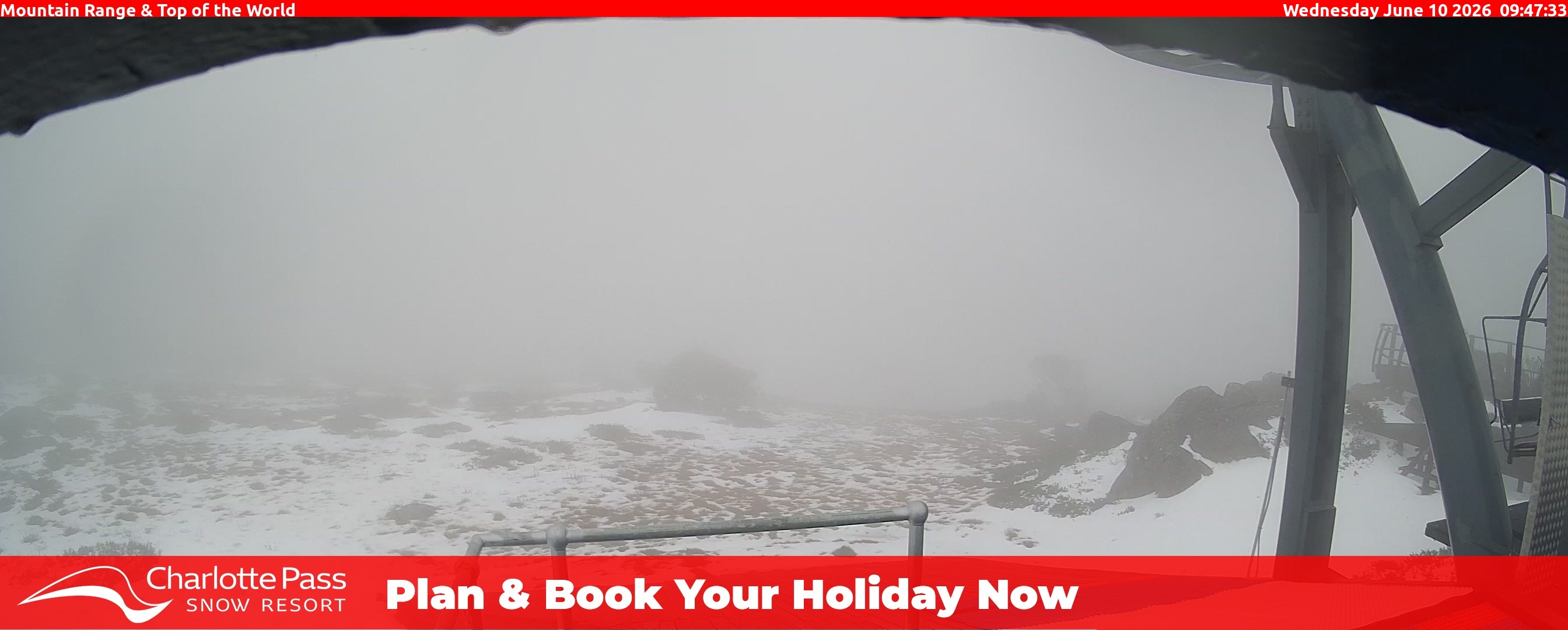 Charlotte Pass Mountain Range and Top of the World snow cam captured at 9 June 2026, 11:52 pm