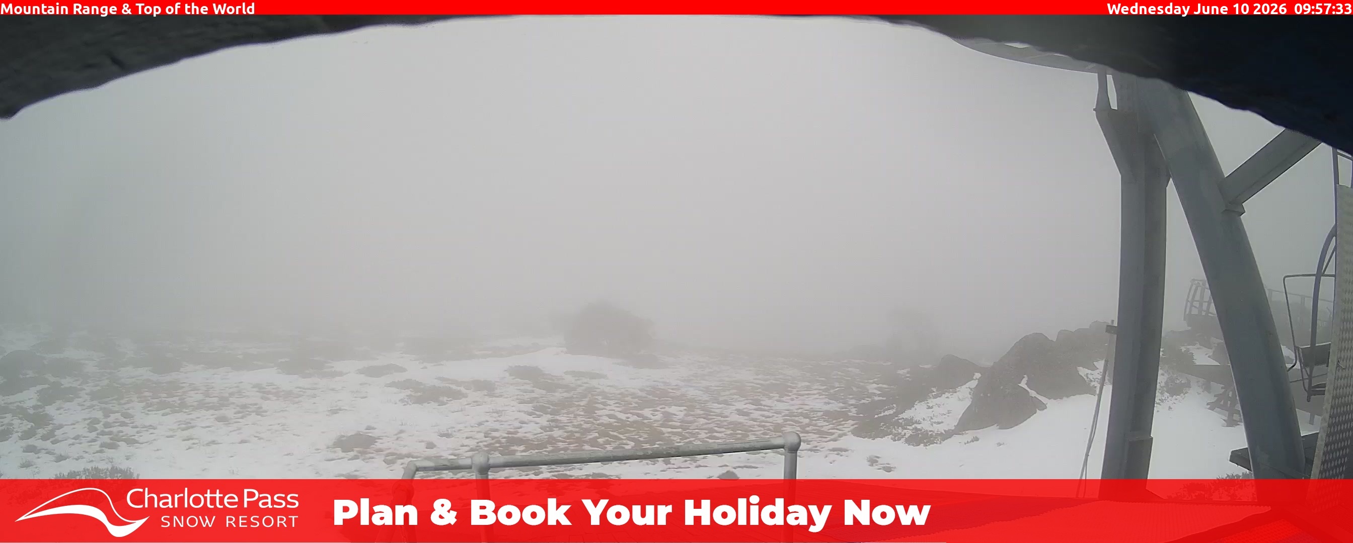 Charlotte Pass Mountain Range and Top of the World snow cam captured at 9 June 2026, 11:58 pm