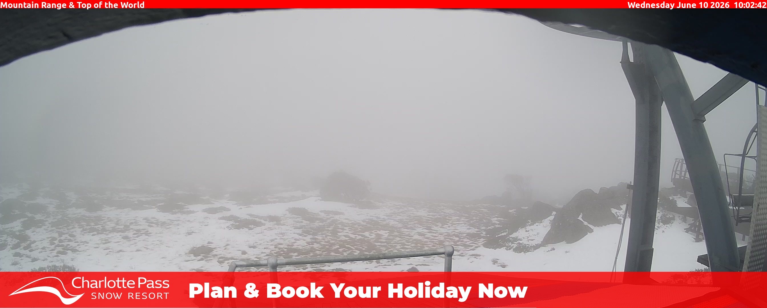 Charlotte Pass Mountain Range and Top of the World snow cam captured at 10 June 2026, 12:04 am
