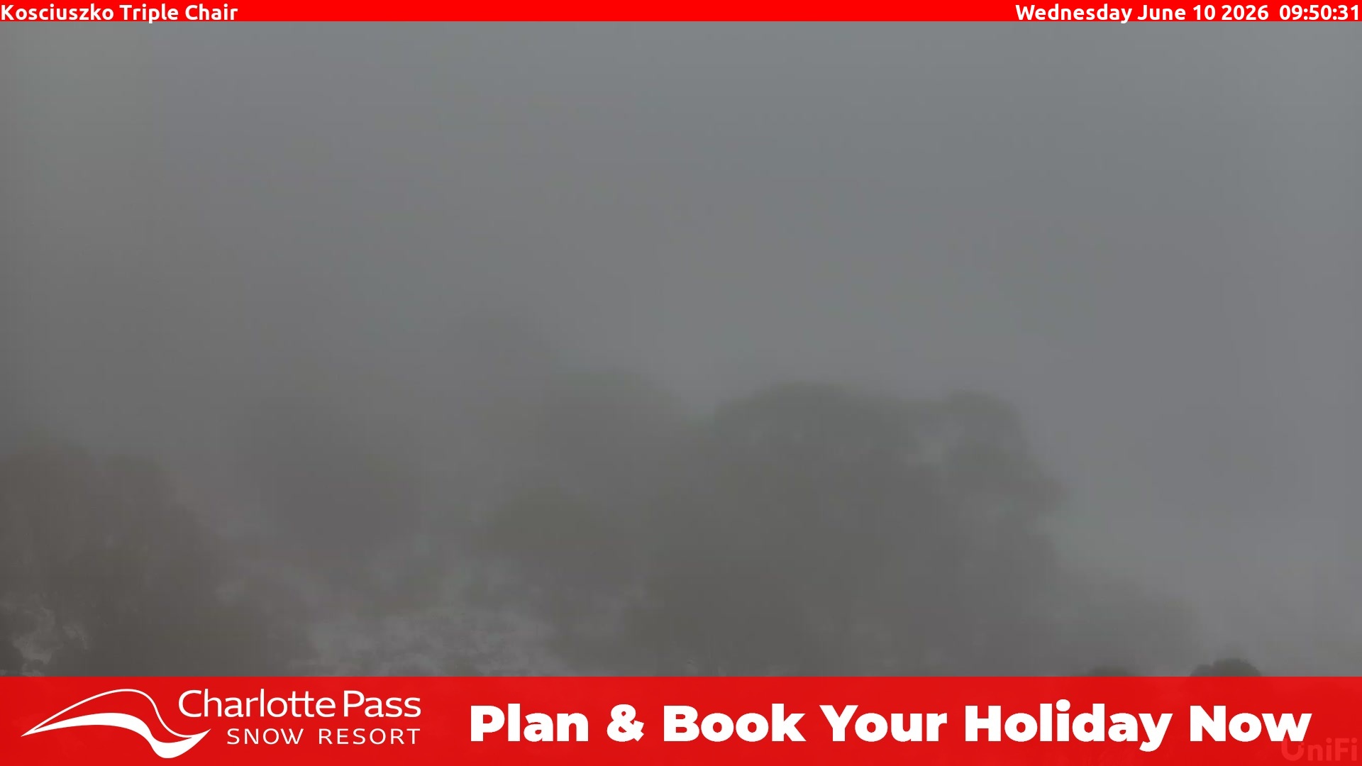 Charlotte Pass Kosciuszko Triple Chair snow cam captured at 9 June 2026, 11:52 pm