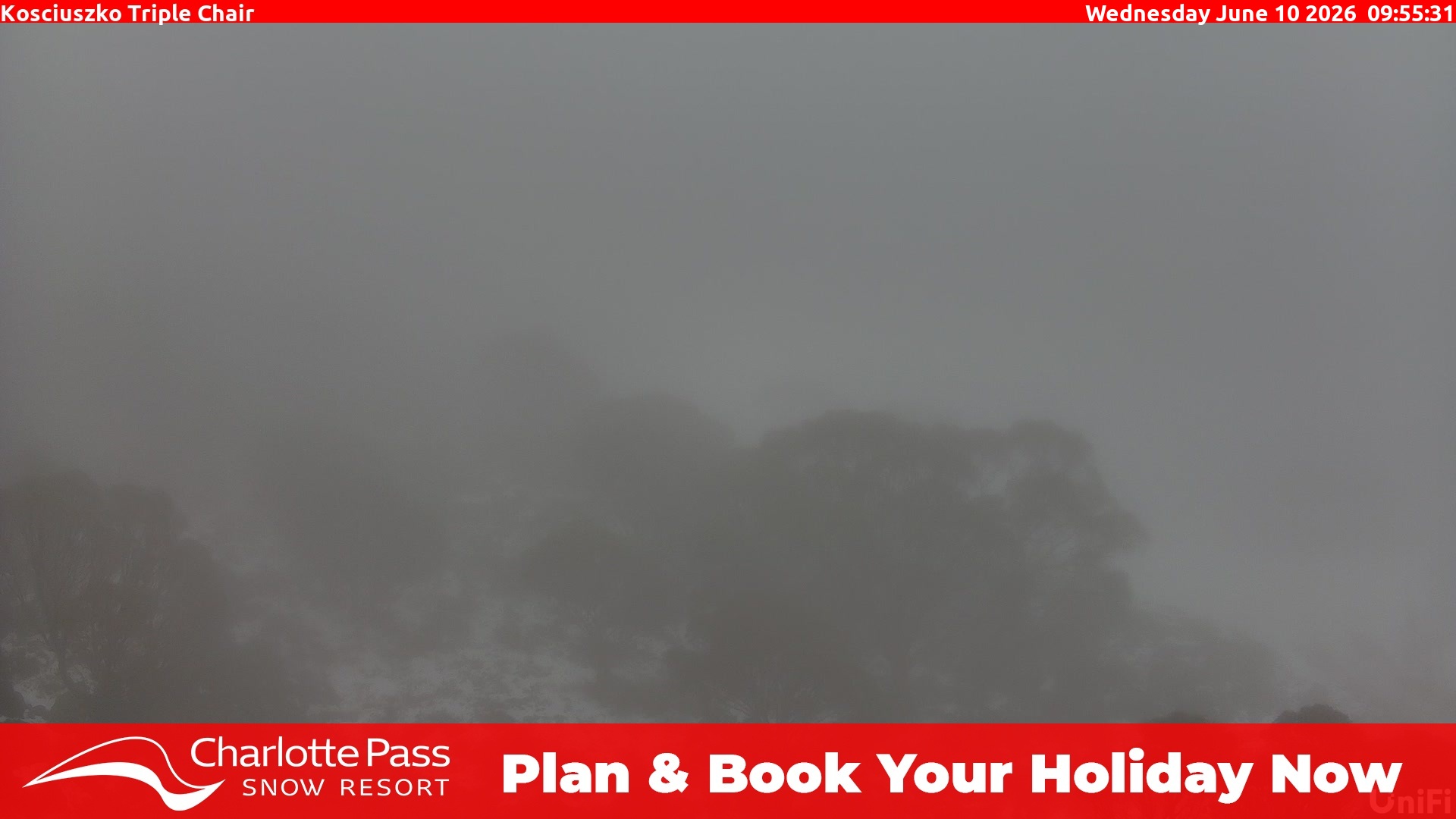 Charlotte Pass Kosciuszko Triple Chair snow cam captured at 9 June 2026, 11:58 pm