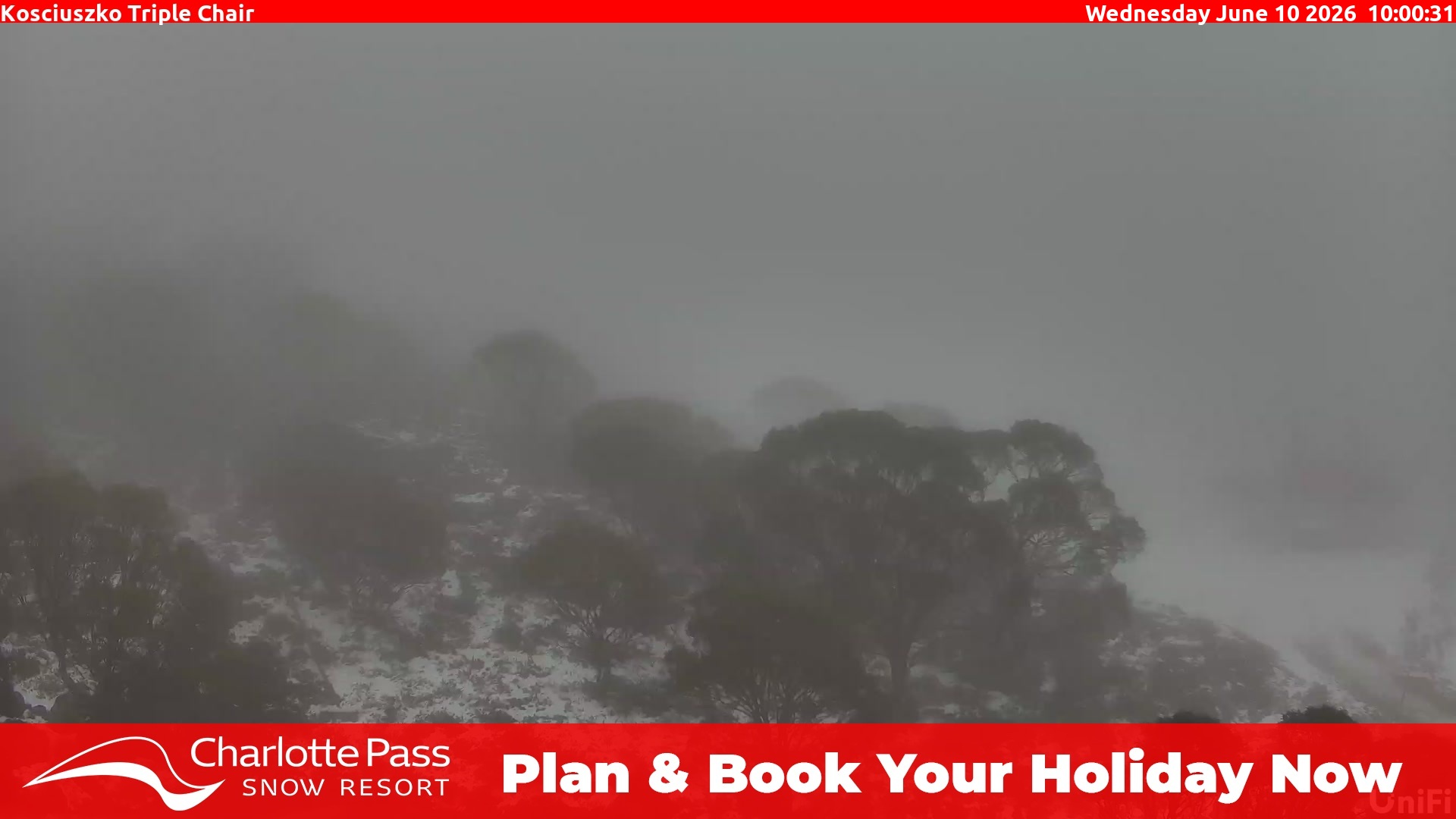 Charlotte Pass Kosciuszko Triple Chair snow cam captured at 10 June 2026, 12:04 am