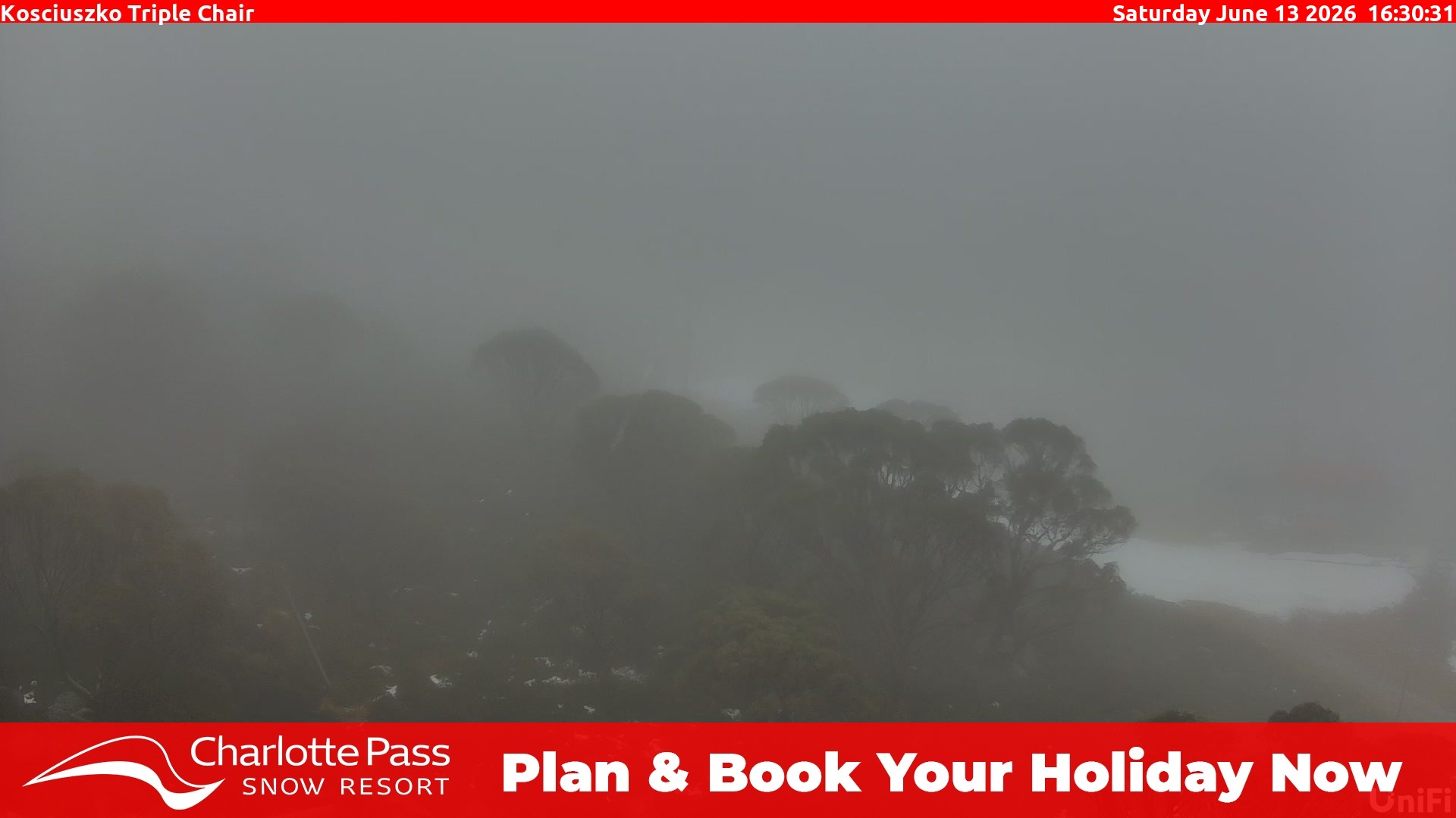 Charlotte Pass Kosciuszko Triple Chair snow cam captured at 13 June 2026, 6:34 am