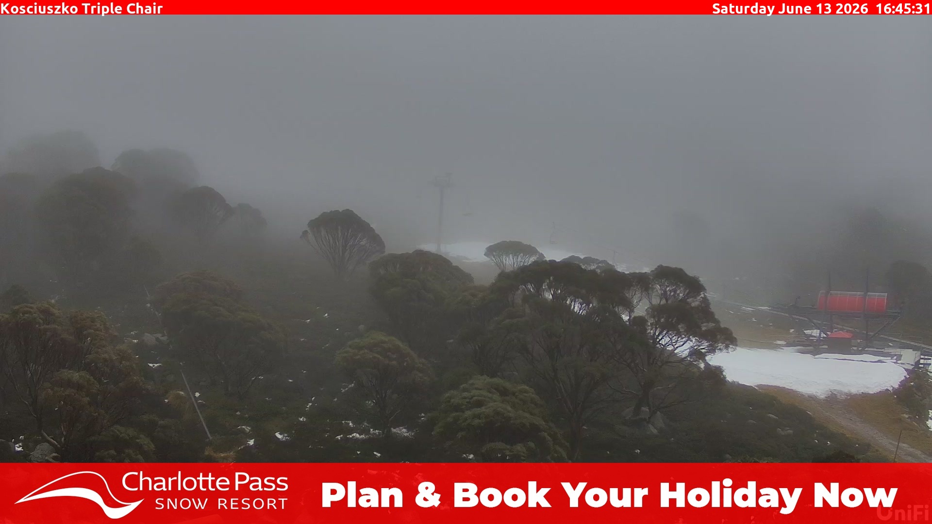 Charlotte Pass Kosciuszko Triple Chair snow cam captured at 13 June 2026, 6:46 am
