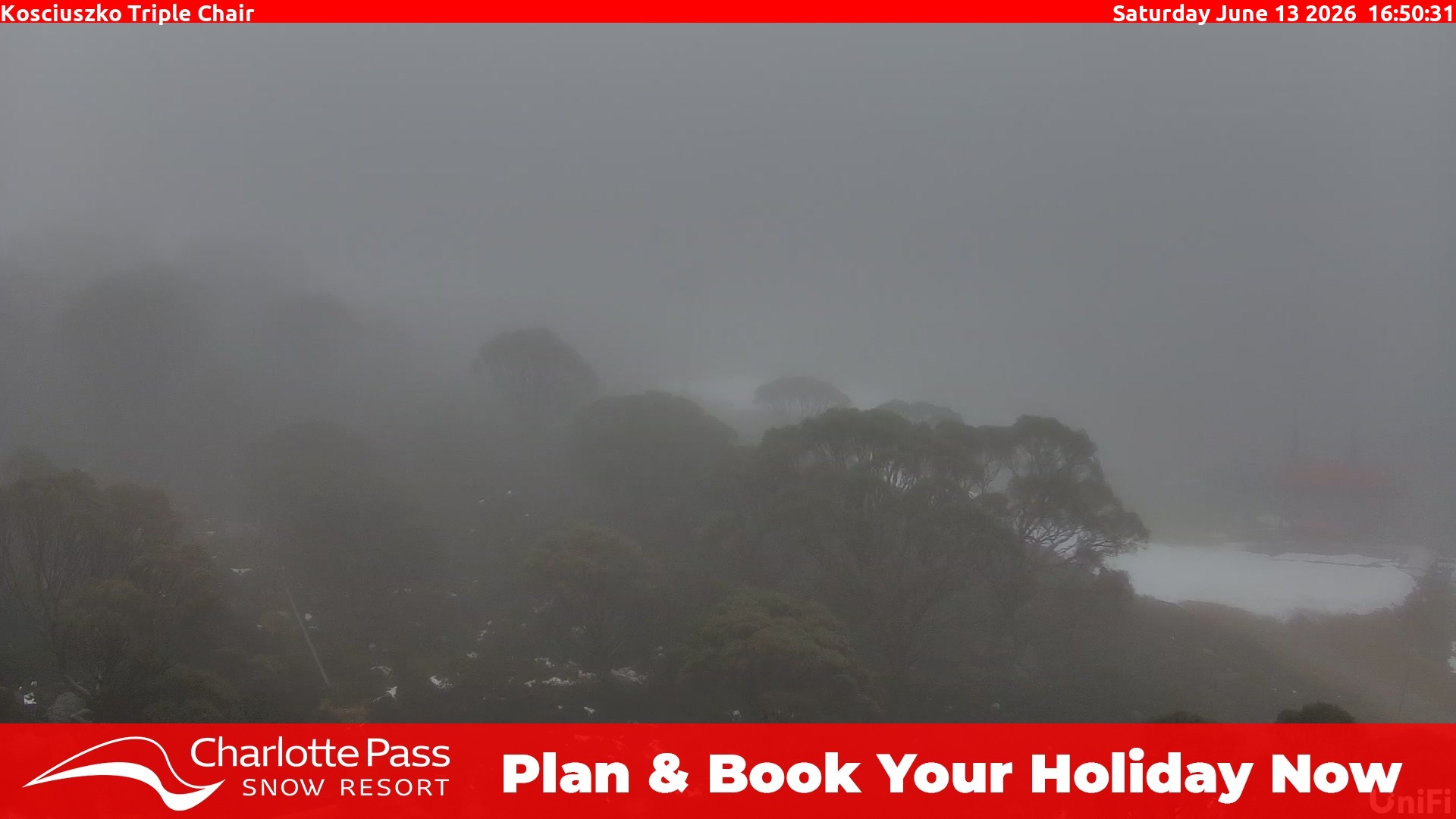 Charlotte Pass Kosciuszko Triple Chair snow cam captured at 13 June 2026, 6:52 am
