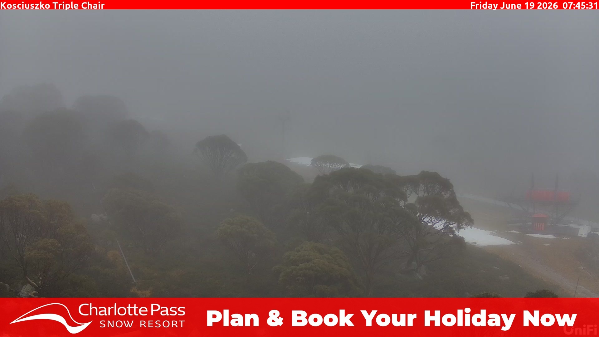 Charlotte Pass Kosciuszko Triple Chair snow cam captured at 18 June 2026, 9:47 pm