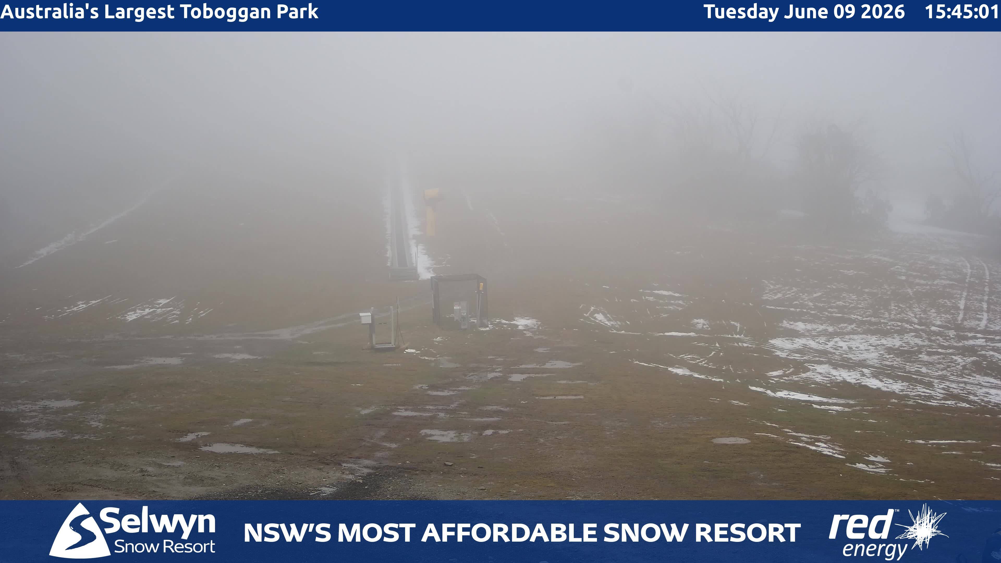 Selwyn Snow Resort Toboggan Park snow cam captured at 9 June 2026, 5:50 am
