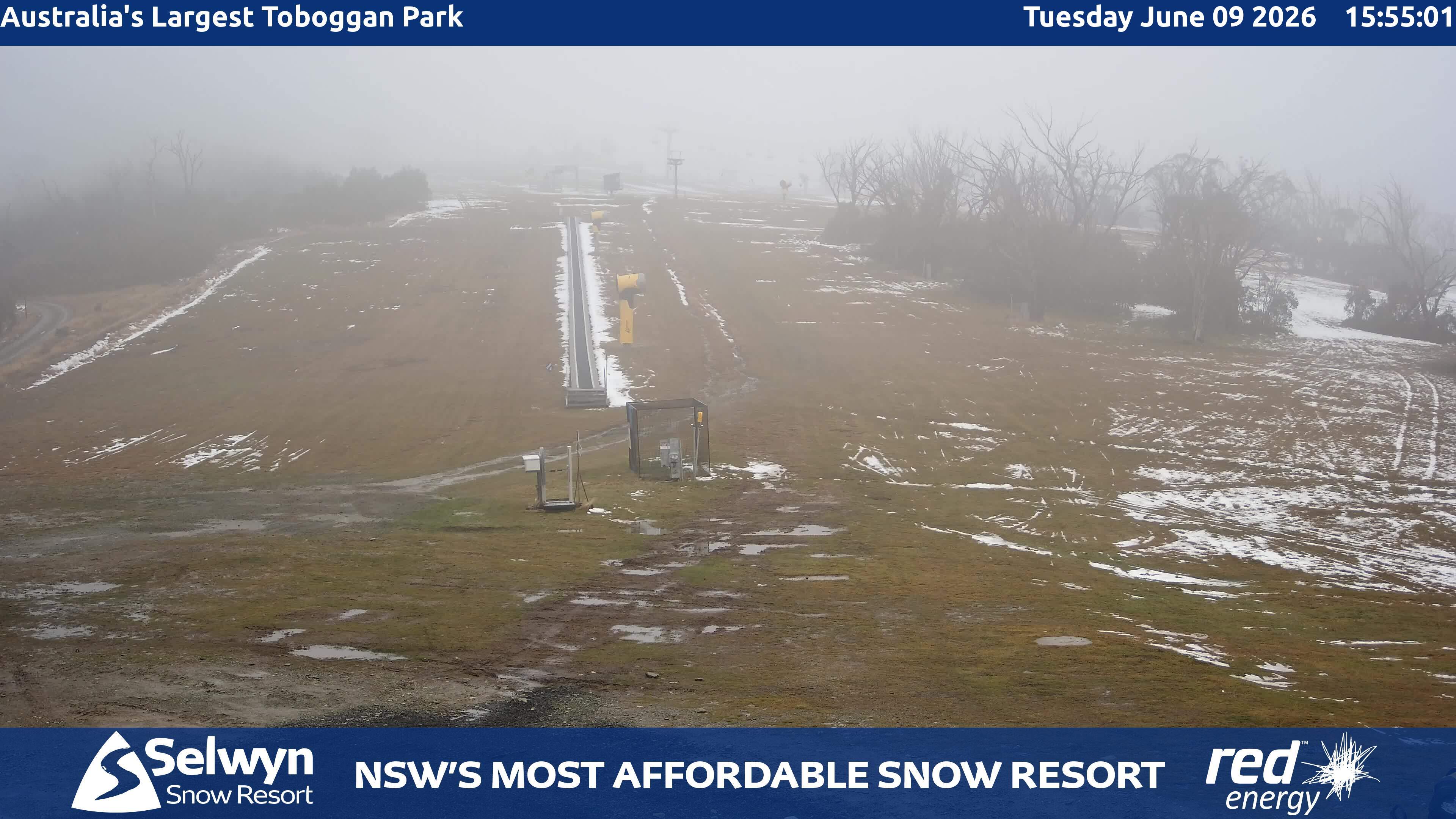 Selwyn Snow Resort Toboggan Park snow cam captured at 9 June 2026, 5:56 am