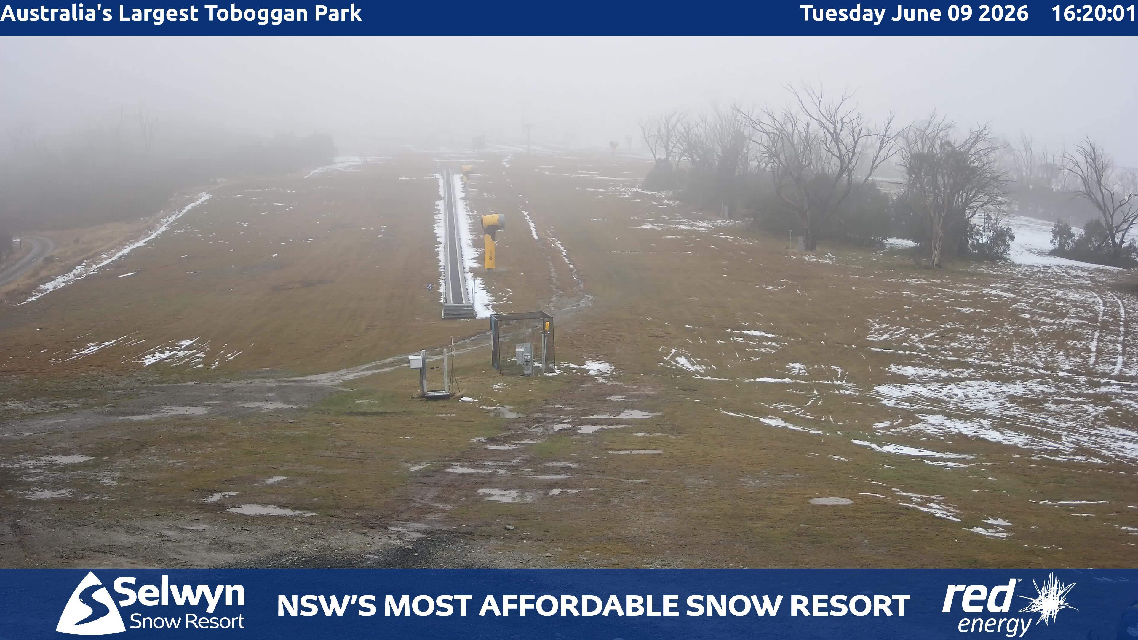 Selwyn Snow Resort Toboggan Park snow cam captured at 9 June 2026, 6:22 am