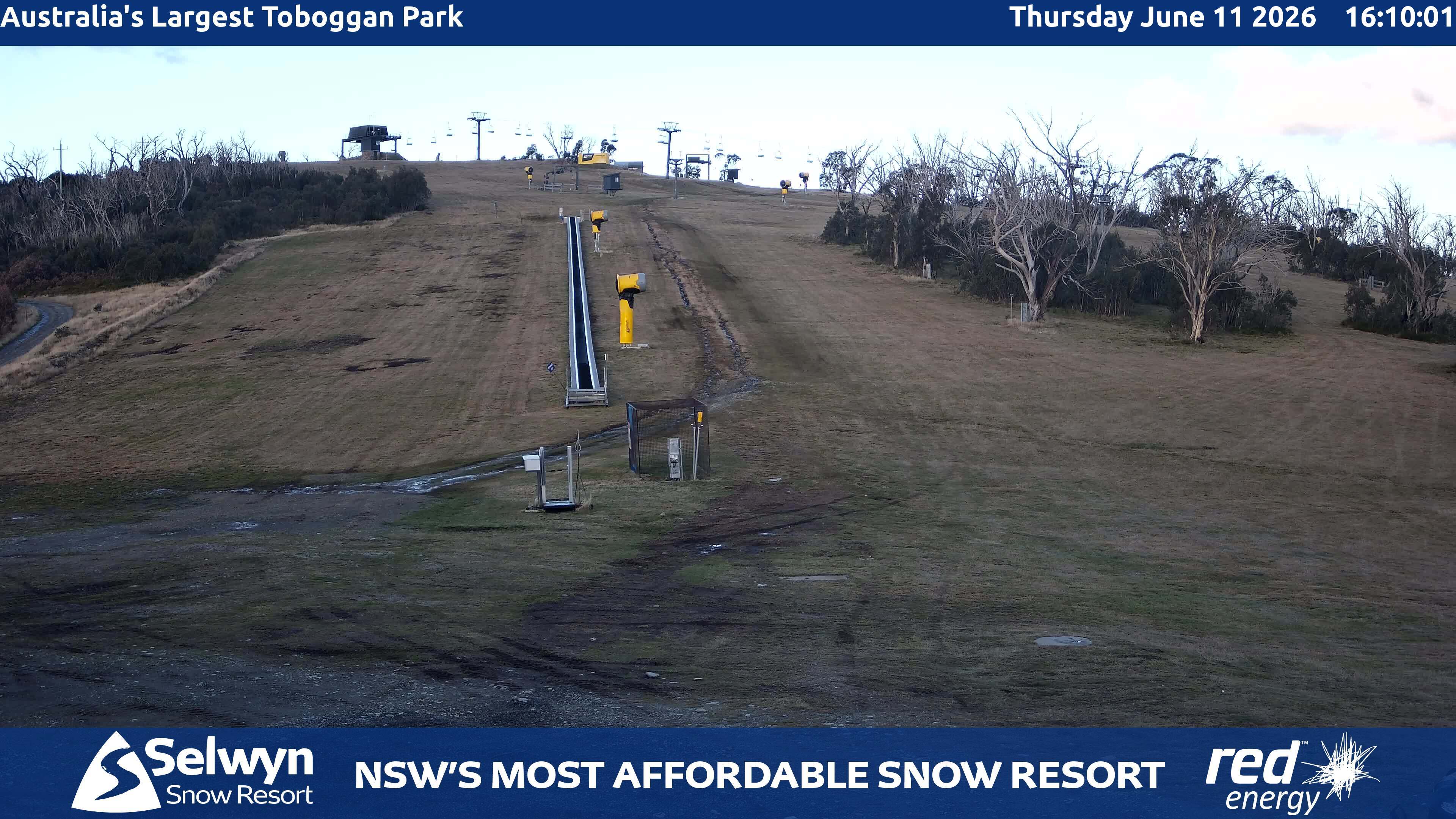Selwyn Snow Resort Toboggan Park snow cam captured at 11 June 2026, 6:15 am
