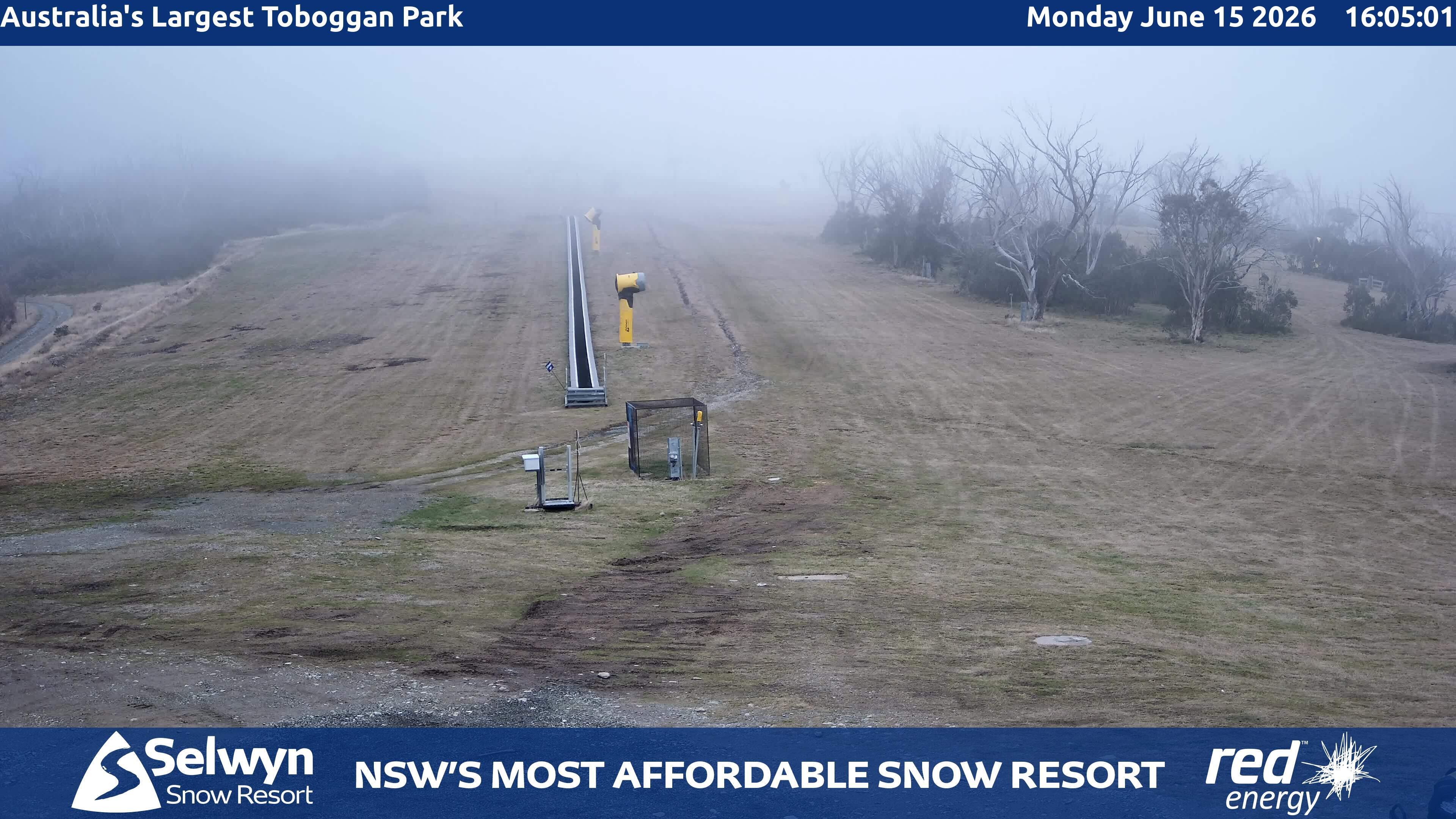 Selwyn Snow Resort Toboggan Park snow cam captured at 15 June 2026, 6:05 am