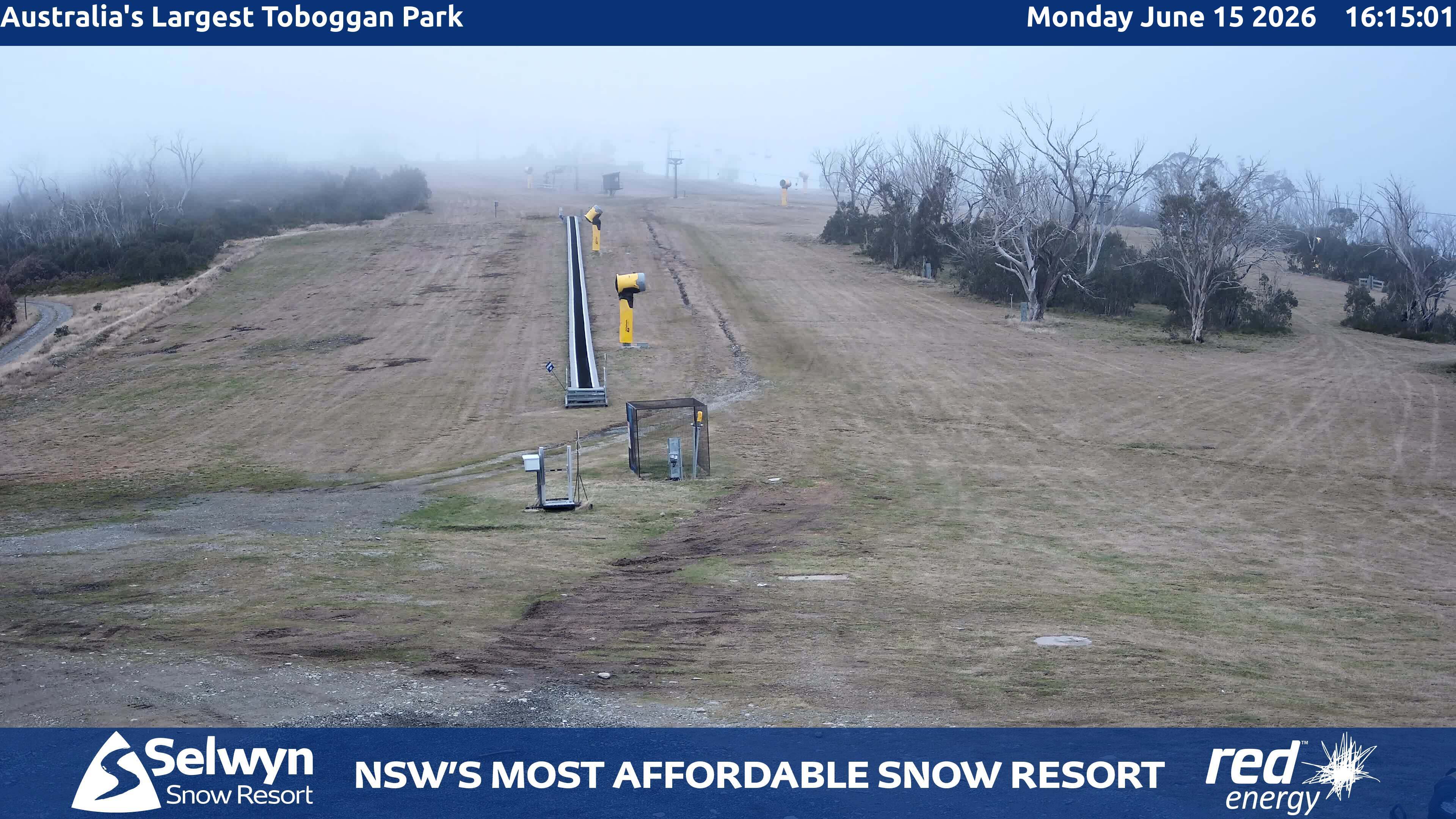 Selwyn Snow Resort Toboggan Park snow cam captured at 15 June 2026, 6:17 am