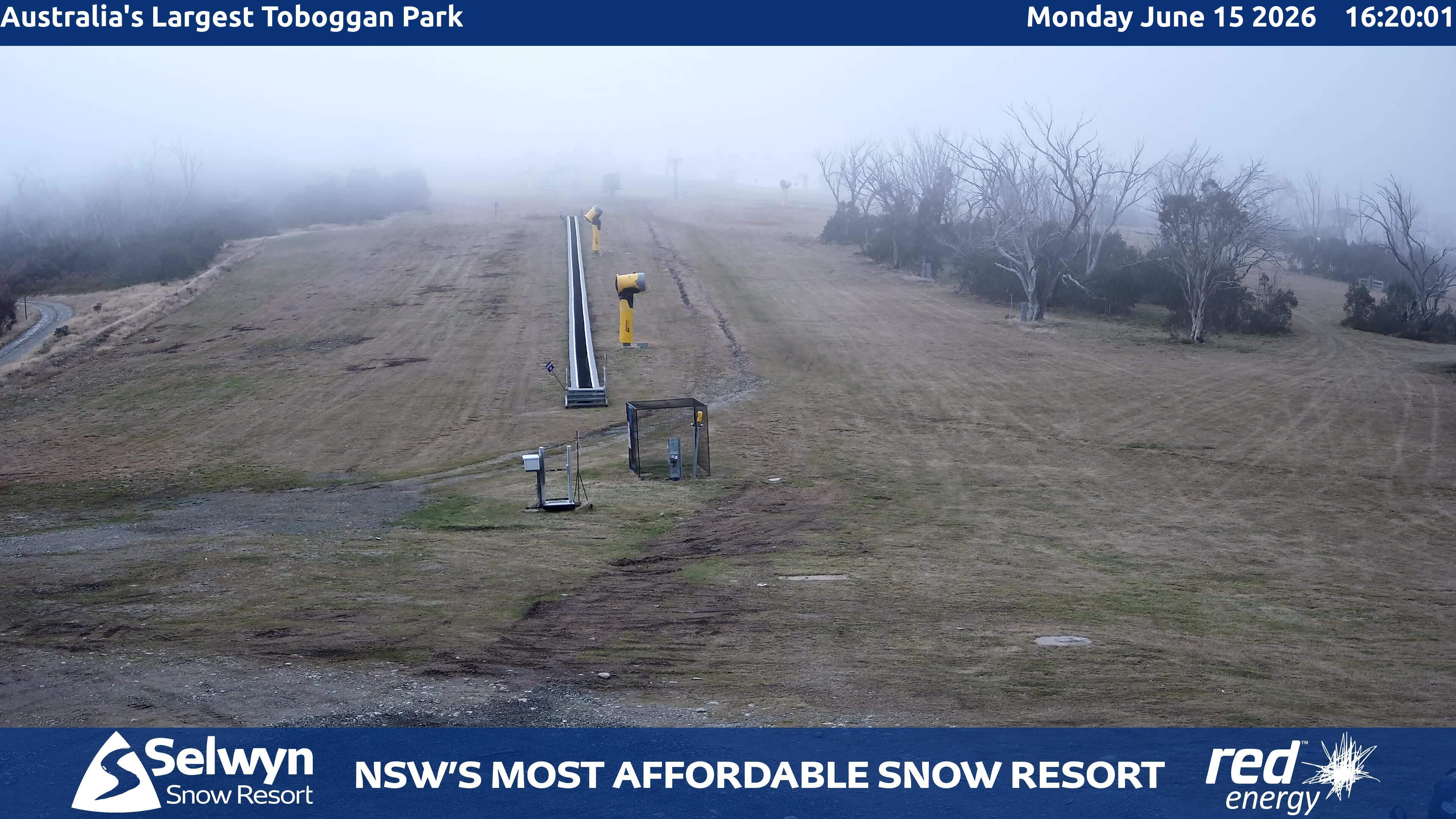 Selwyn Snow Resort Toboggan Park snow cam captured at 15 June 2026, 6:23 am