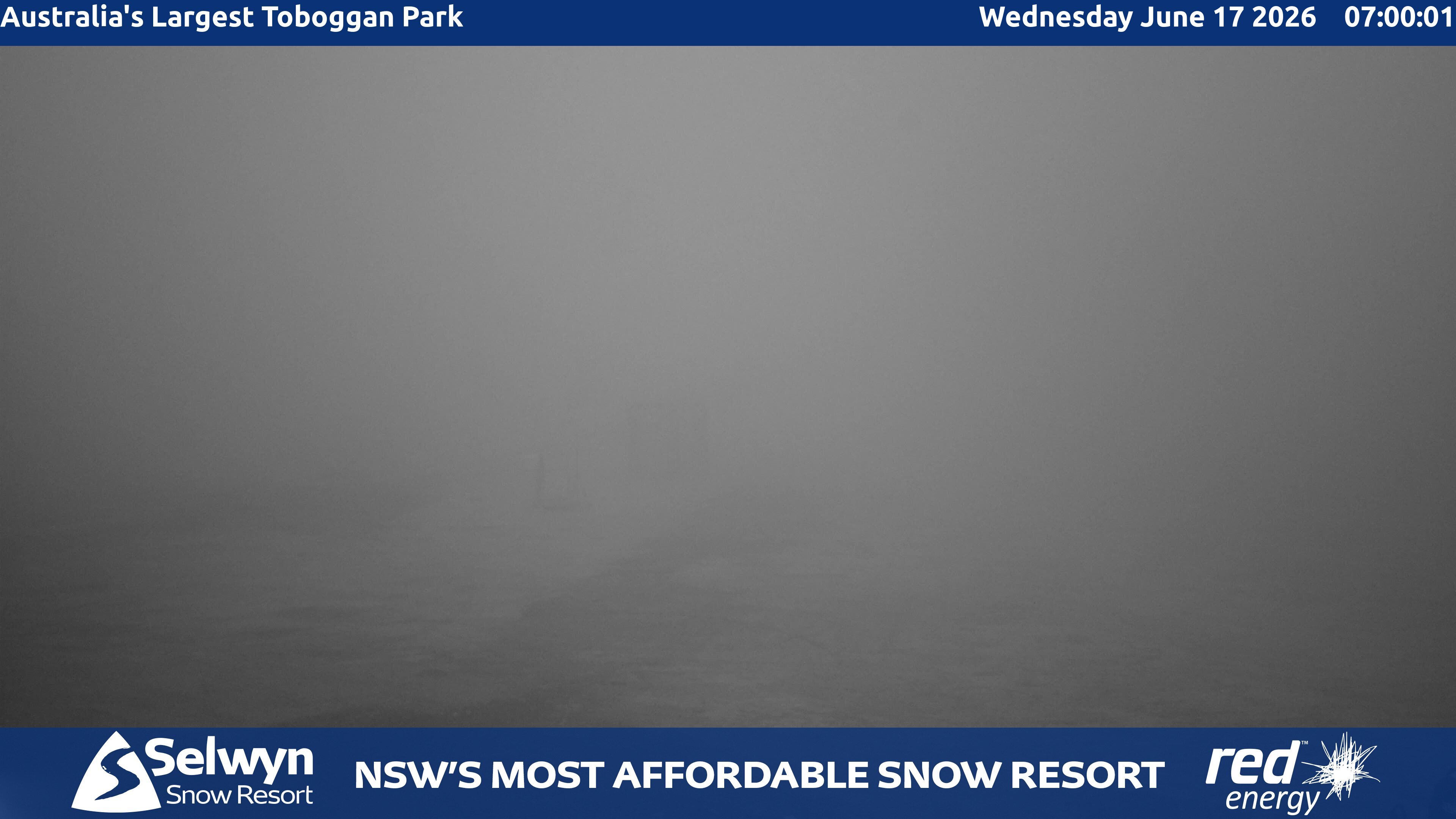 Selwyn Snow Resort Toboggan Park snow cam captured at 16 June 2026, 9:03 pm