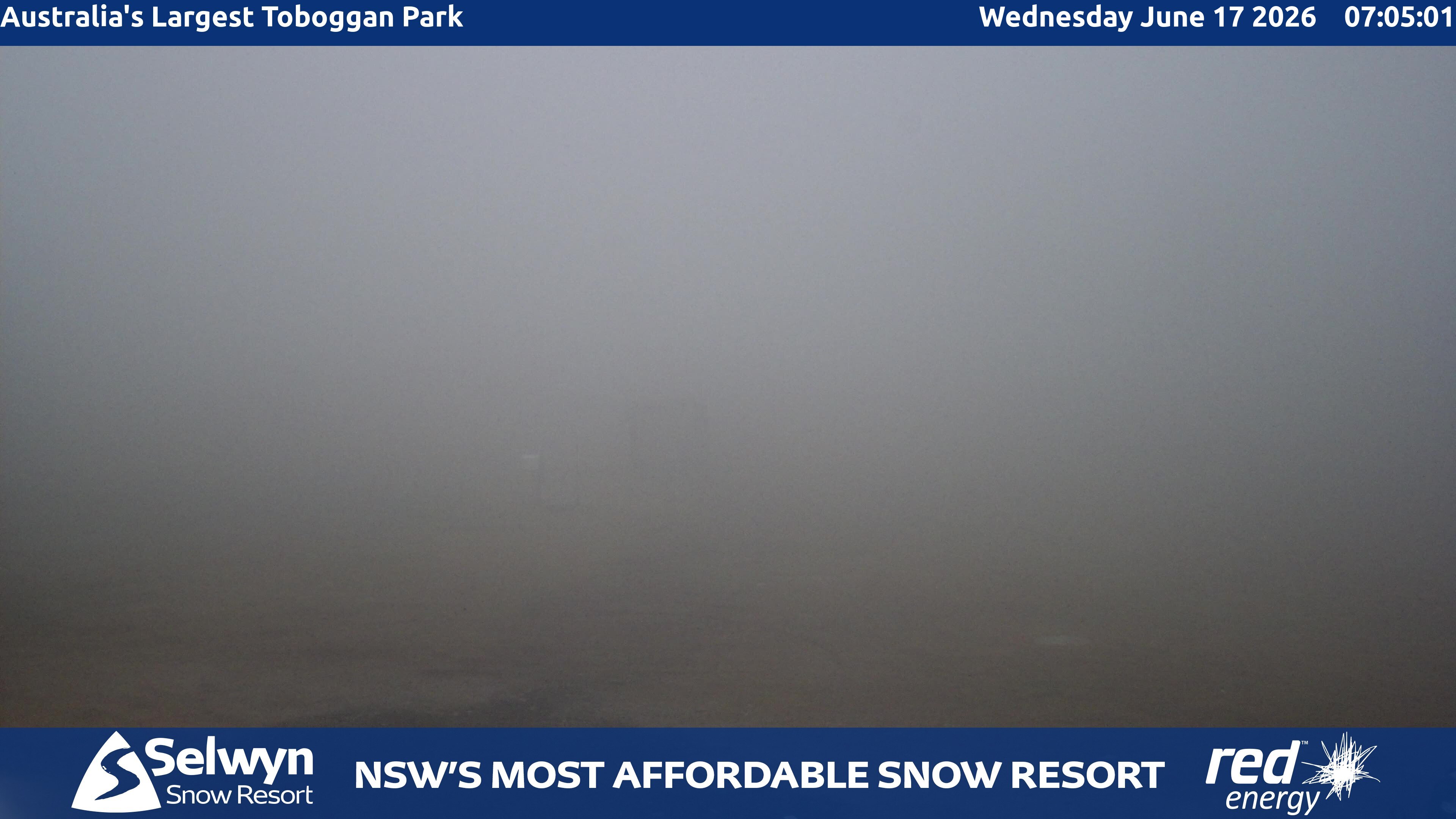 Selwyn Snow Resort Toboggan Park snow cam captured at 16 June 2026, 9:09 pm